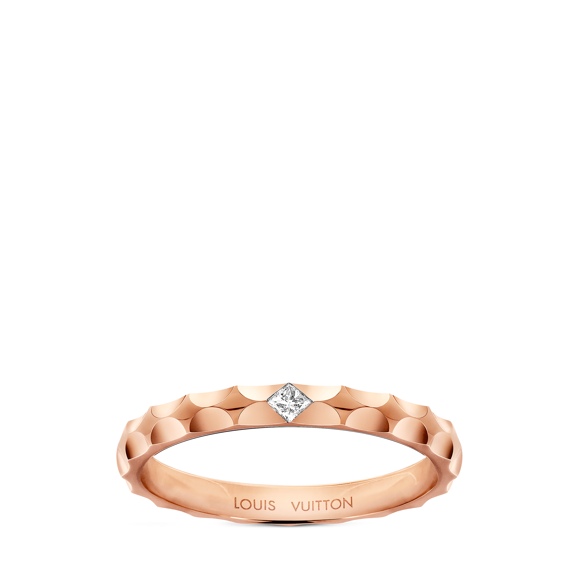 Monogram Infini wedding band, pink gold and a princess-cut diamond  in Jewellery