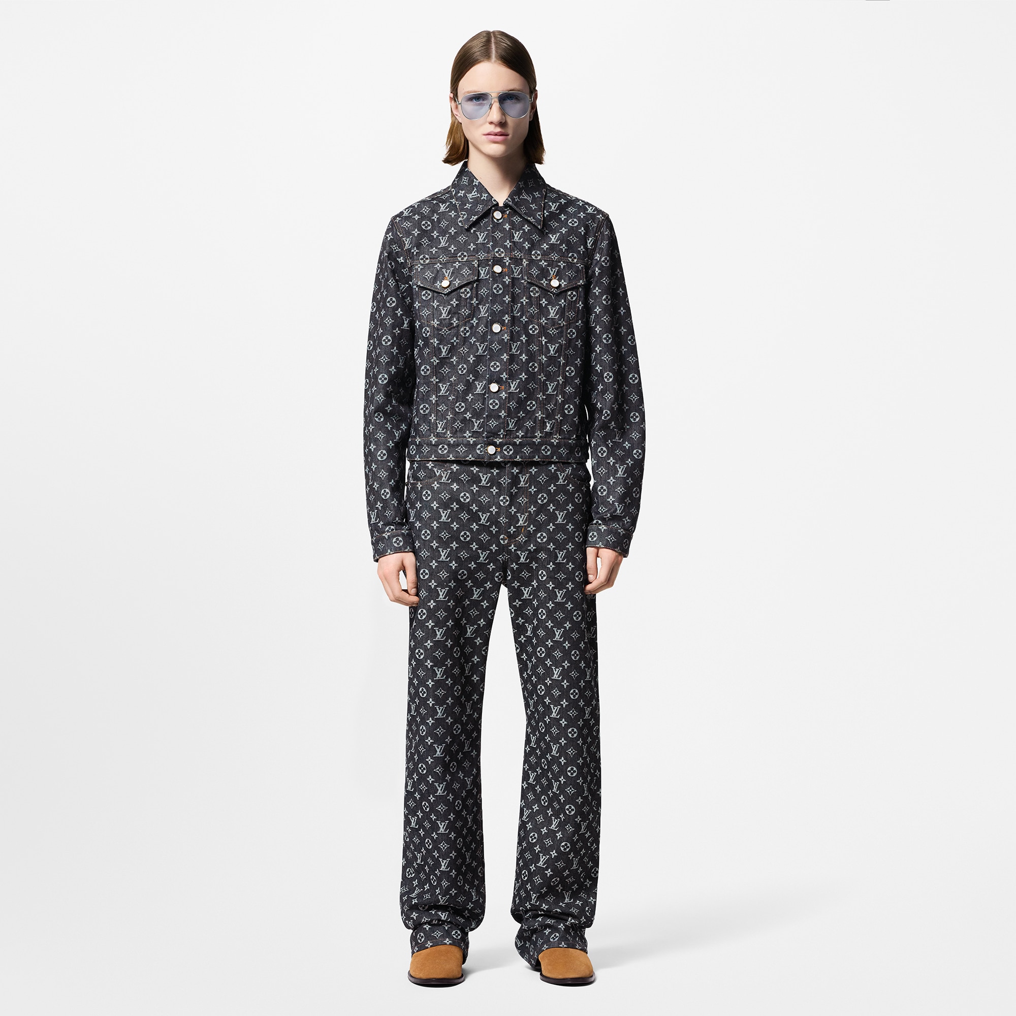 Monogram Jacquard Denim Skate Pants  in Men