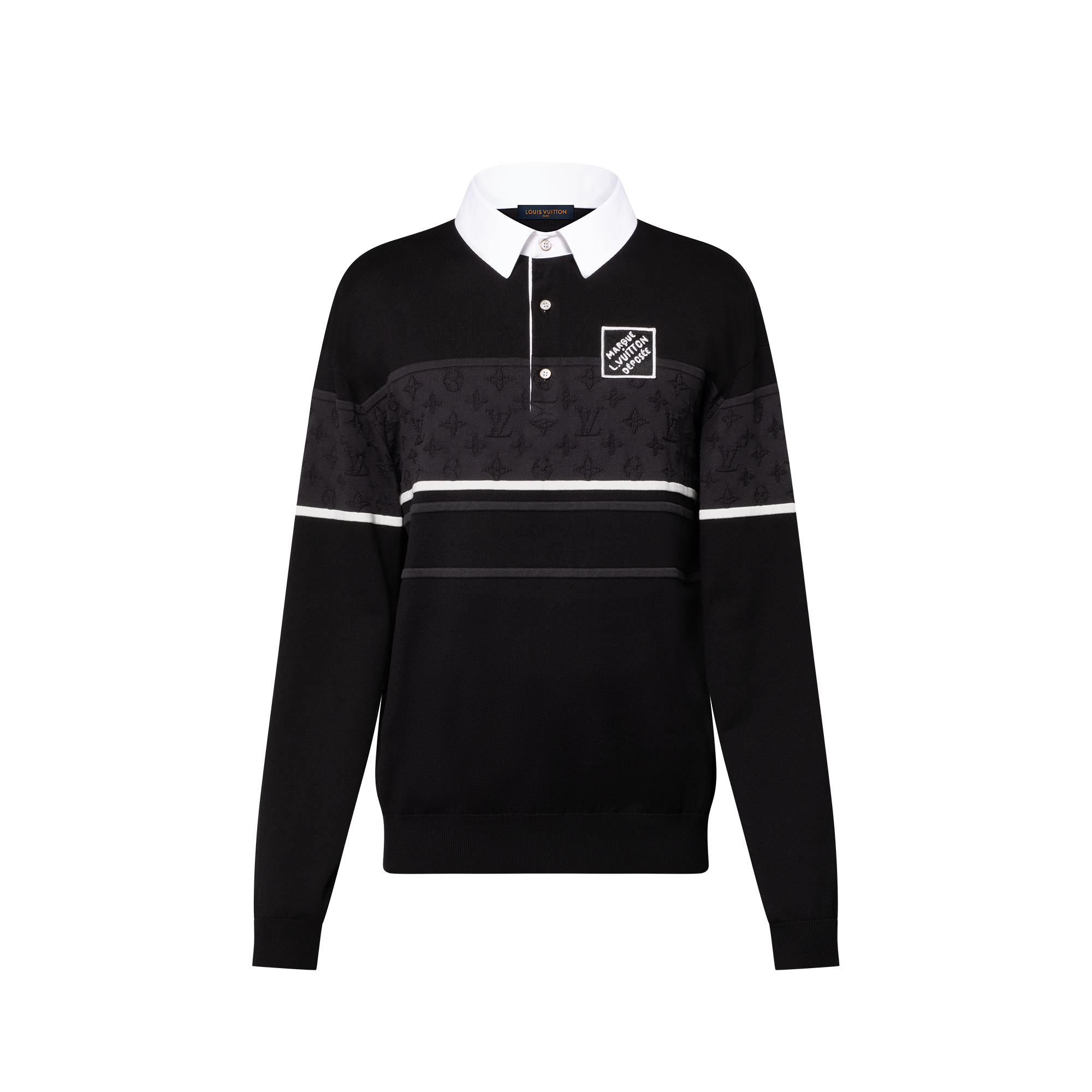 Monogram Jacquard Long-Sleeved Polo Shirt  in Men