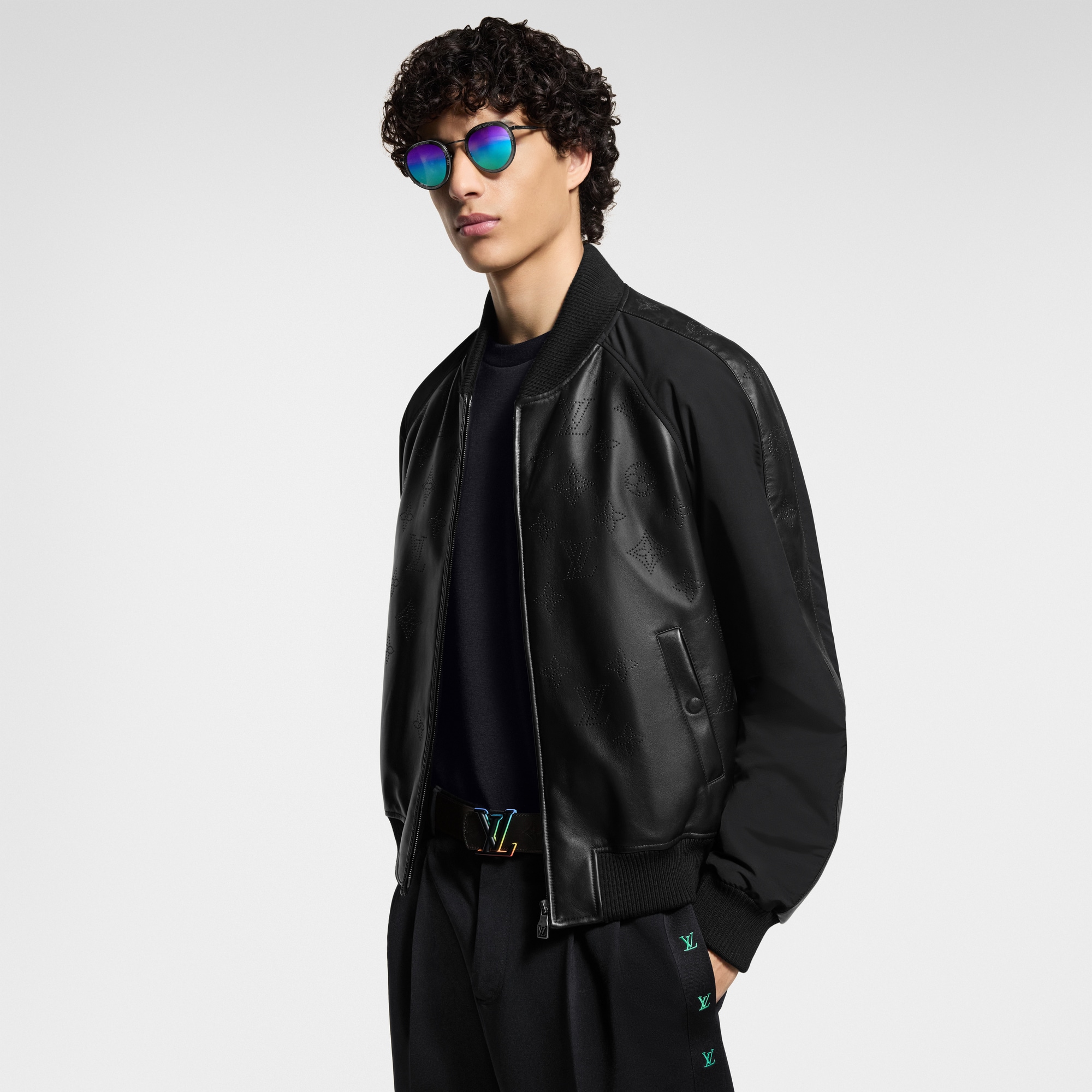 Monogram Leather Mix Tracksuit Blouson  in Men