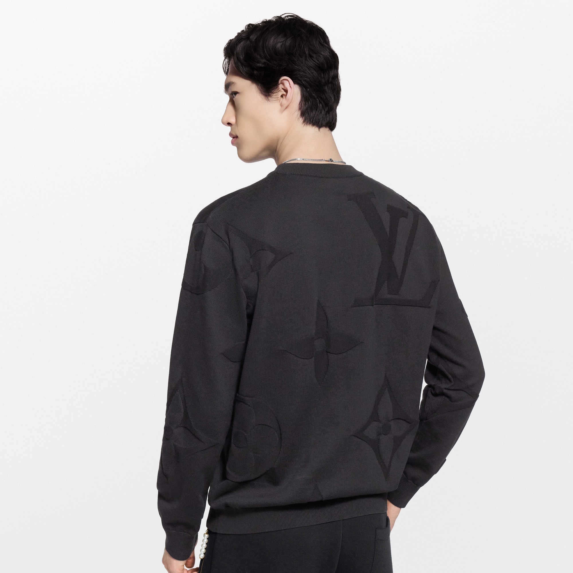 Monogram Long-Sleeved Cotton Crewneck  in Men