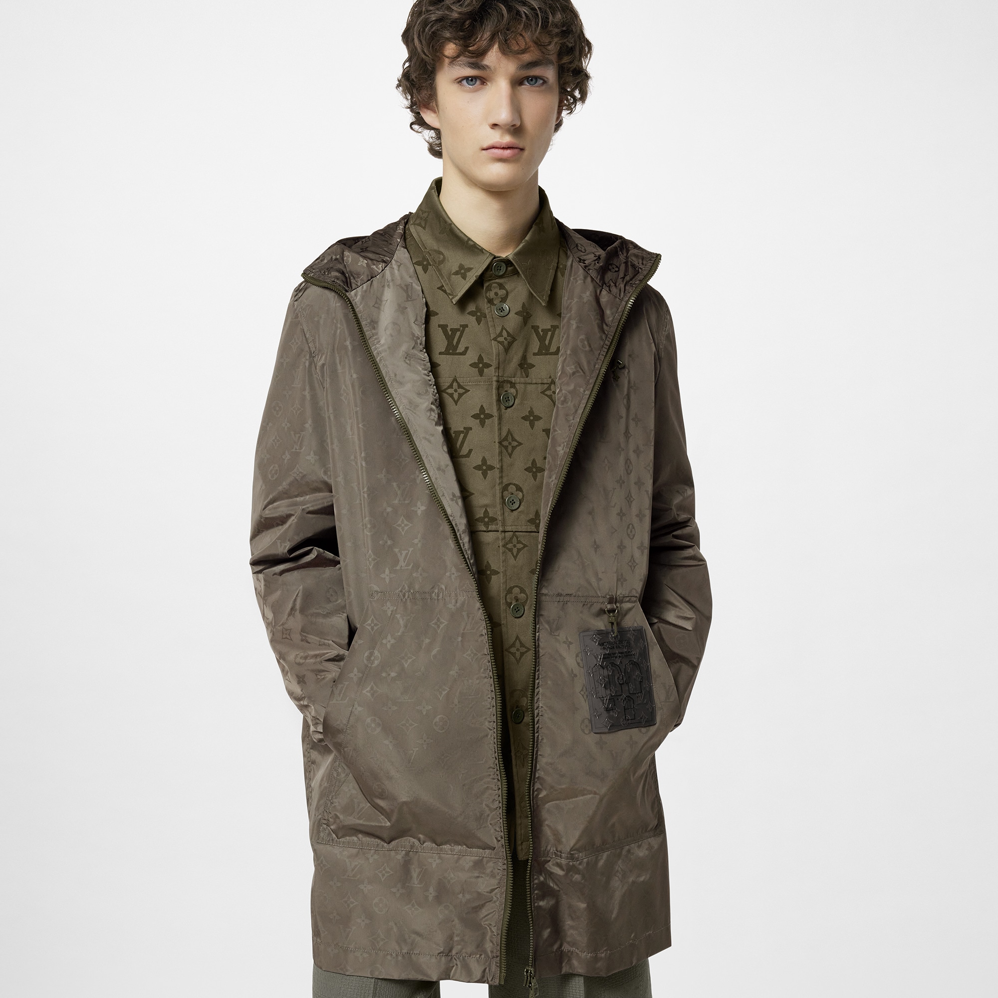Monogram Mid-Length Nylon Windbreaker  in Men