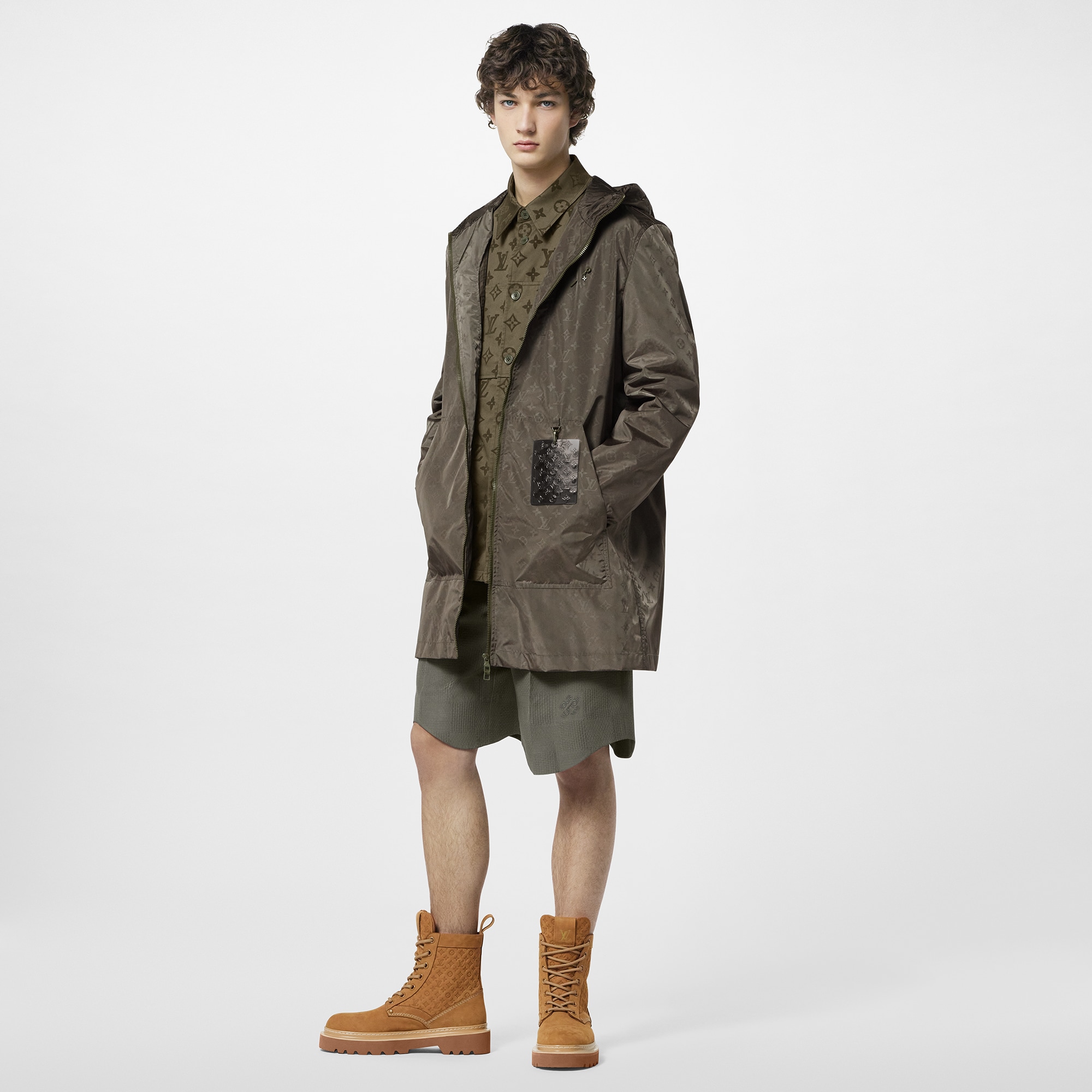Monogram Mid-Length Nylon Windbreaker  in Men