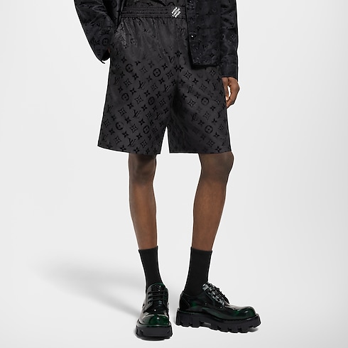 Monogram Moire Jacquard Silk Shorts in Men's Ready-to-Wear Trousers collections by Louis Vuitton (Product zoom)
