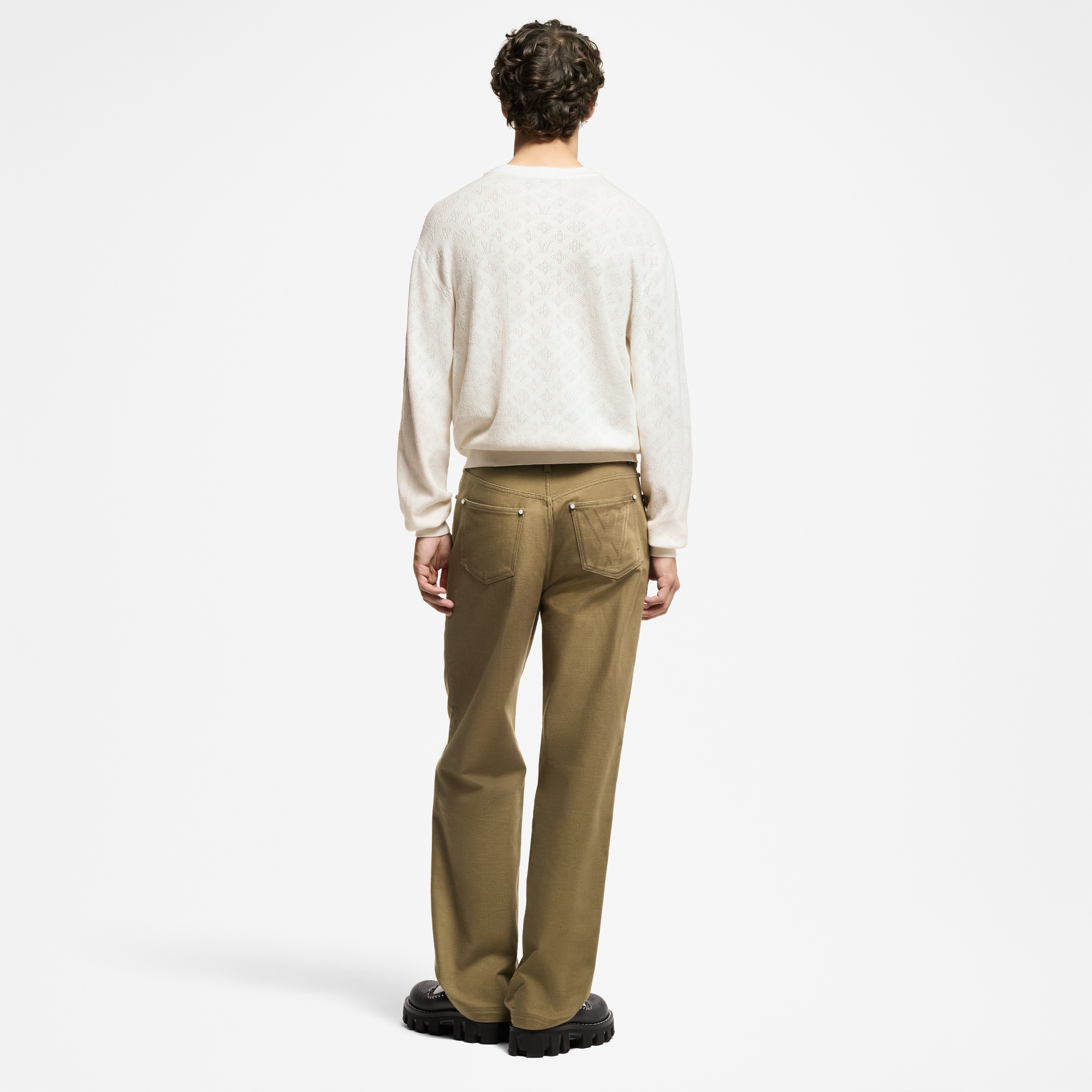 Monogram Pointelle Cotton Pullover  in Men
