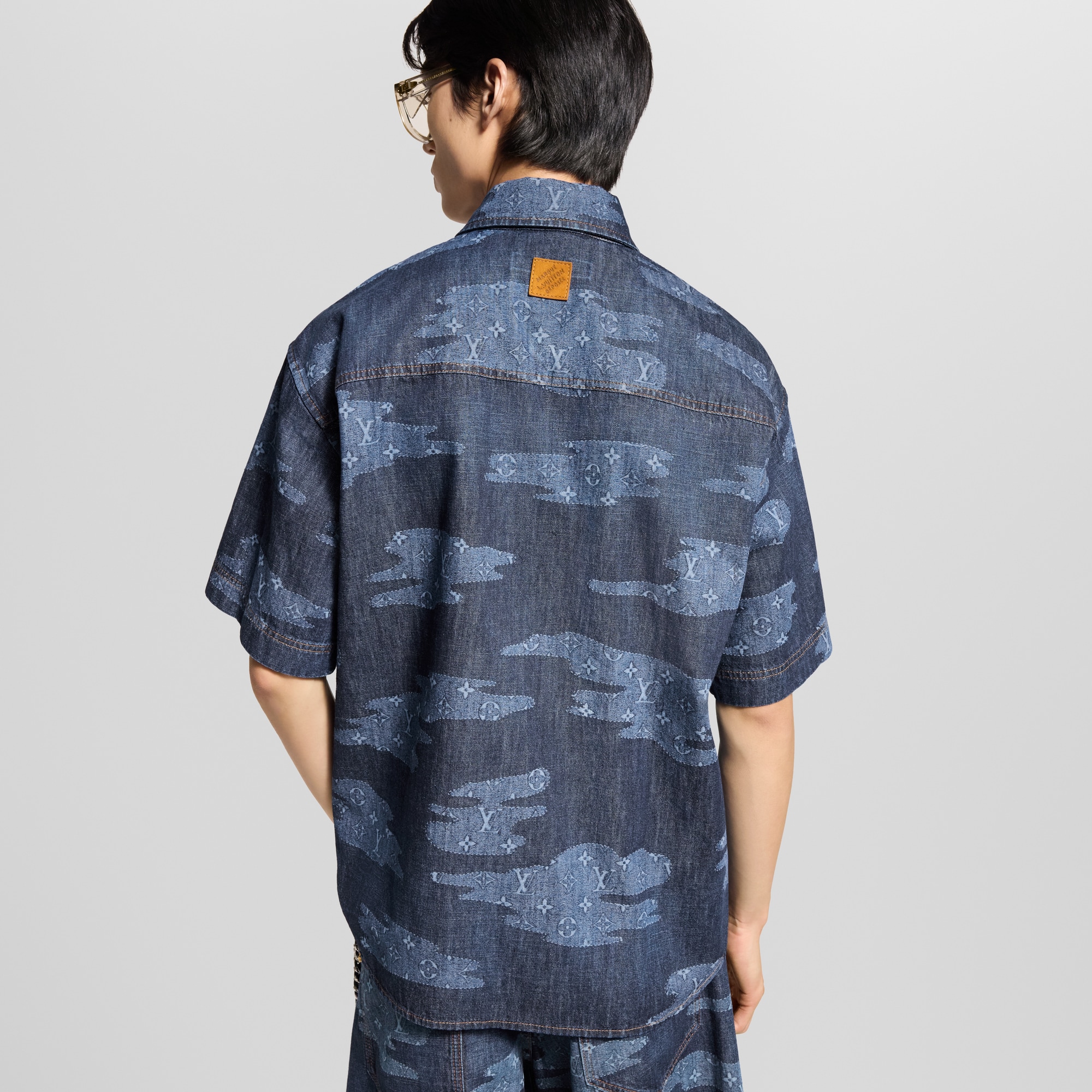 Monogram Short-Sleeved Chambray Shirt  in Men
