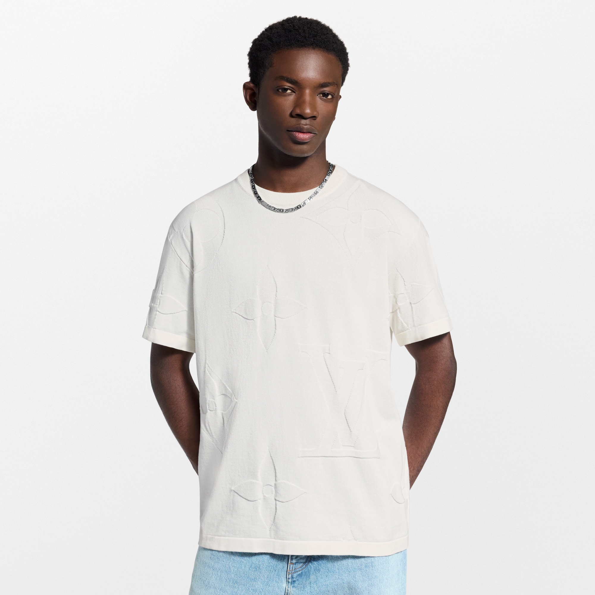 Monogram Short-Sleeved Cotton Crewneck  in Men