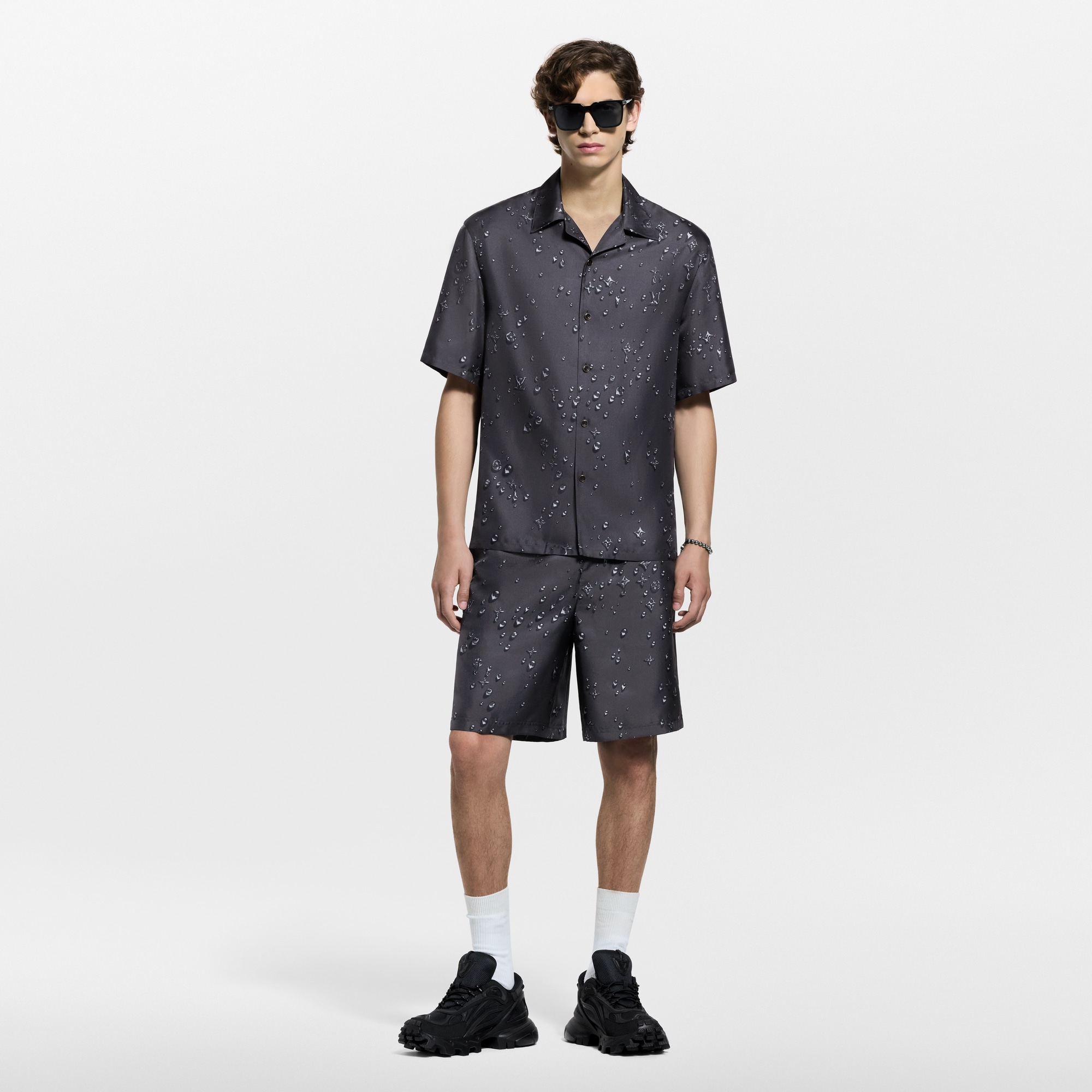 Monogram Short-Sleeved Silk Shirt  in Men