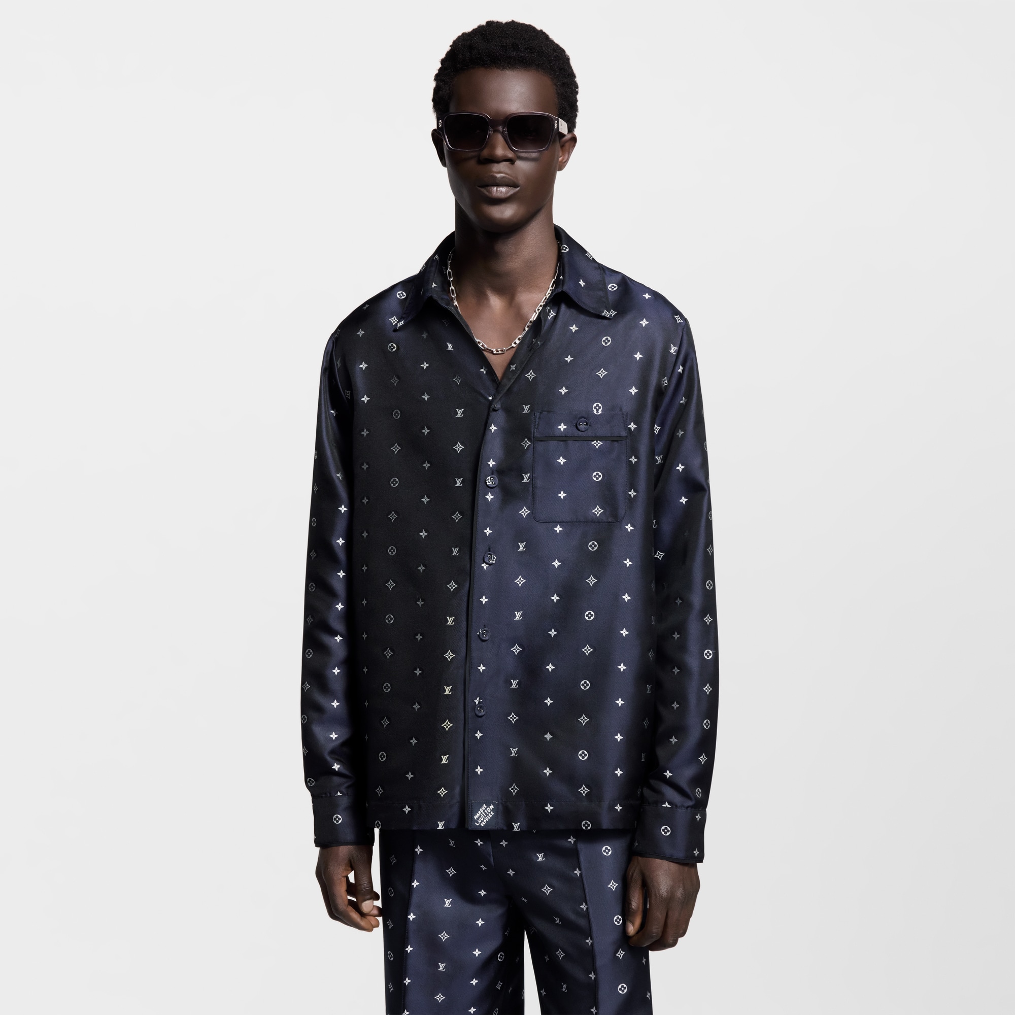 Monogram Silk Pajama Shirt   in Men