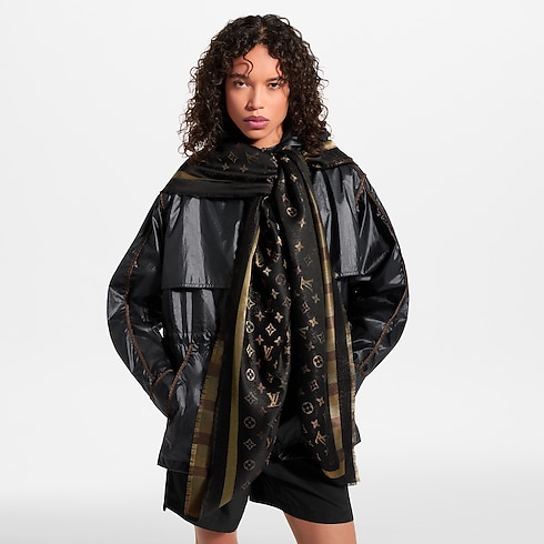 Monogram So Shine Shawl cropped worn view