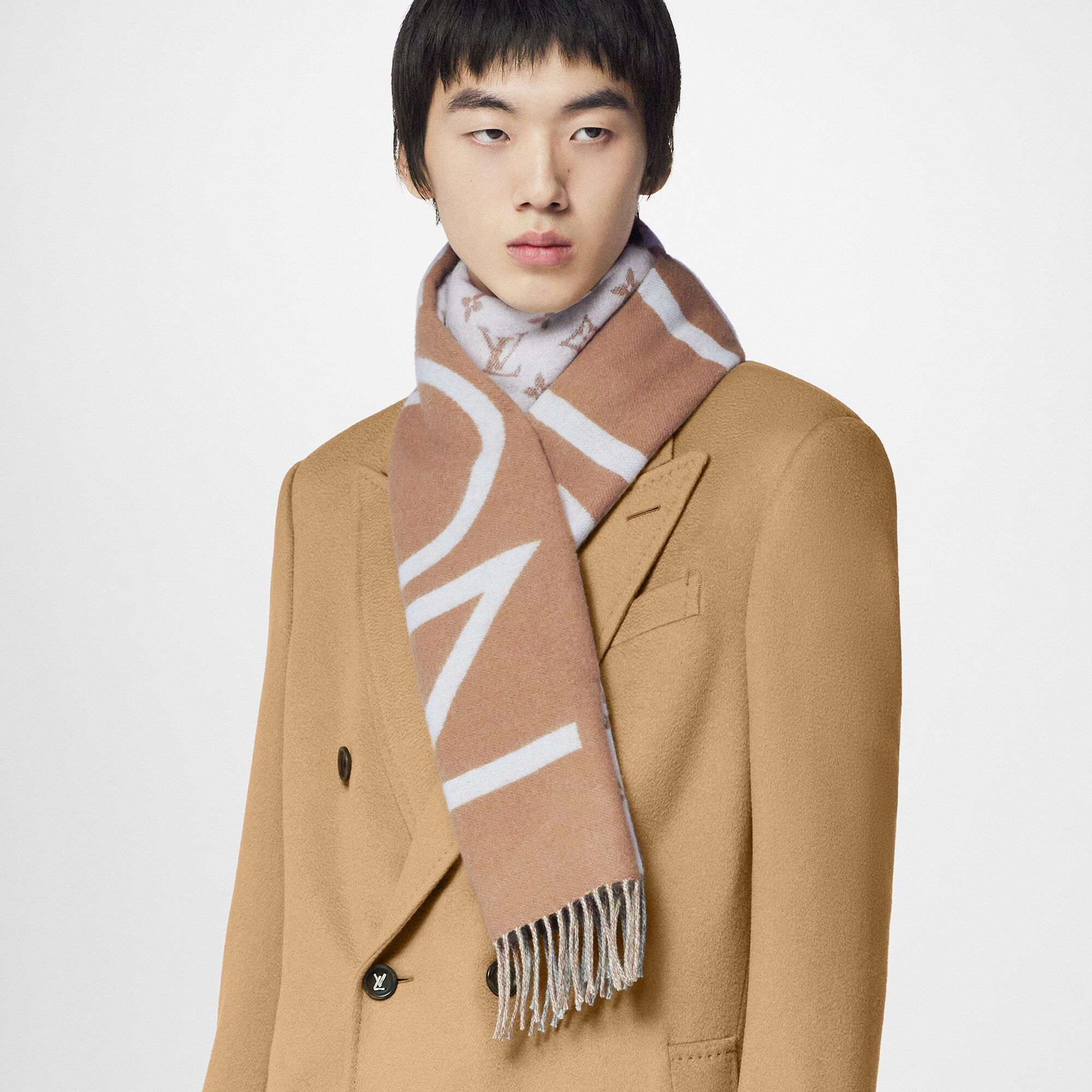 Monogram Split Scarf S00 in Men