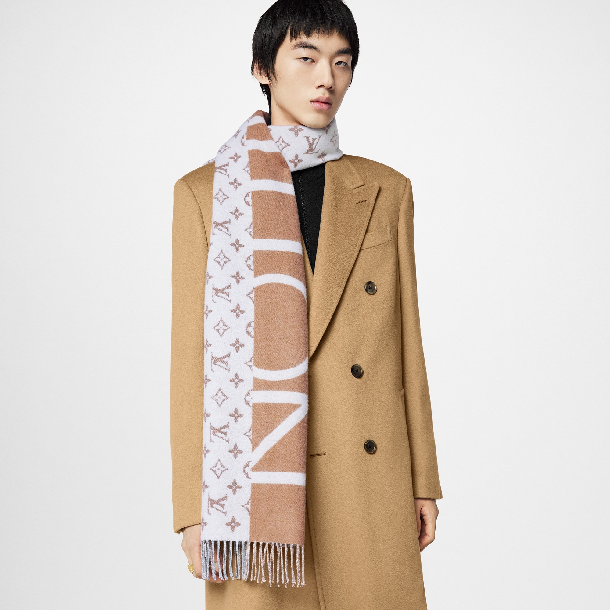 Monogram Split Scarf S00 in Men