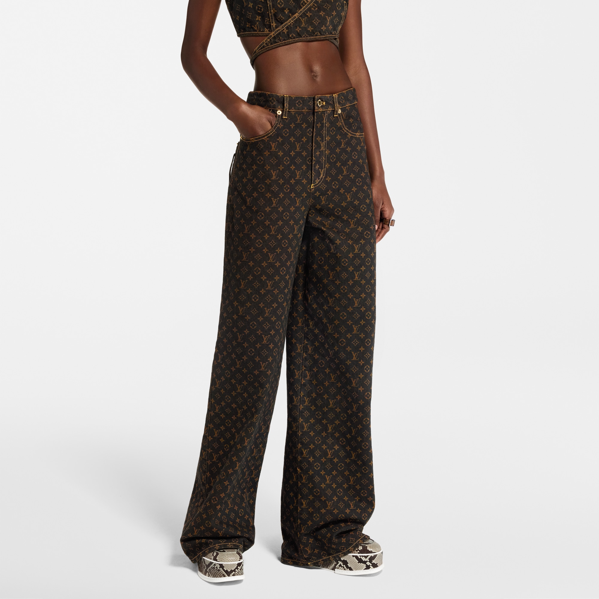 Monogram Straight-Cut Jeans  in Women