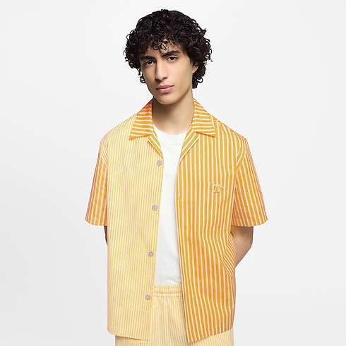 Monogram Striped Patchwork Short-Sleeved Shirt in Men's Ready-to-Wear Shirts collections by Louis Vuitton (Product zoom)