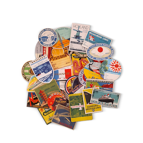 Ocean Liners Labels Postcard Box in Trunks, Travel and Home's Library Hard Cover Books collections by Louis Vuitton (Product zoom)