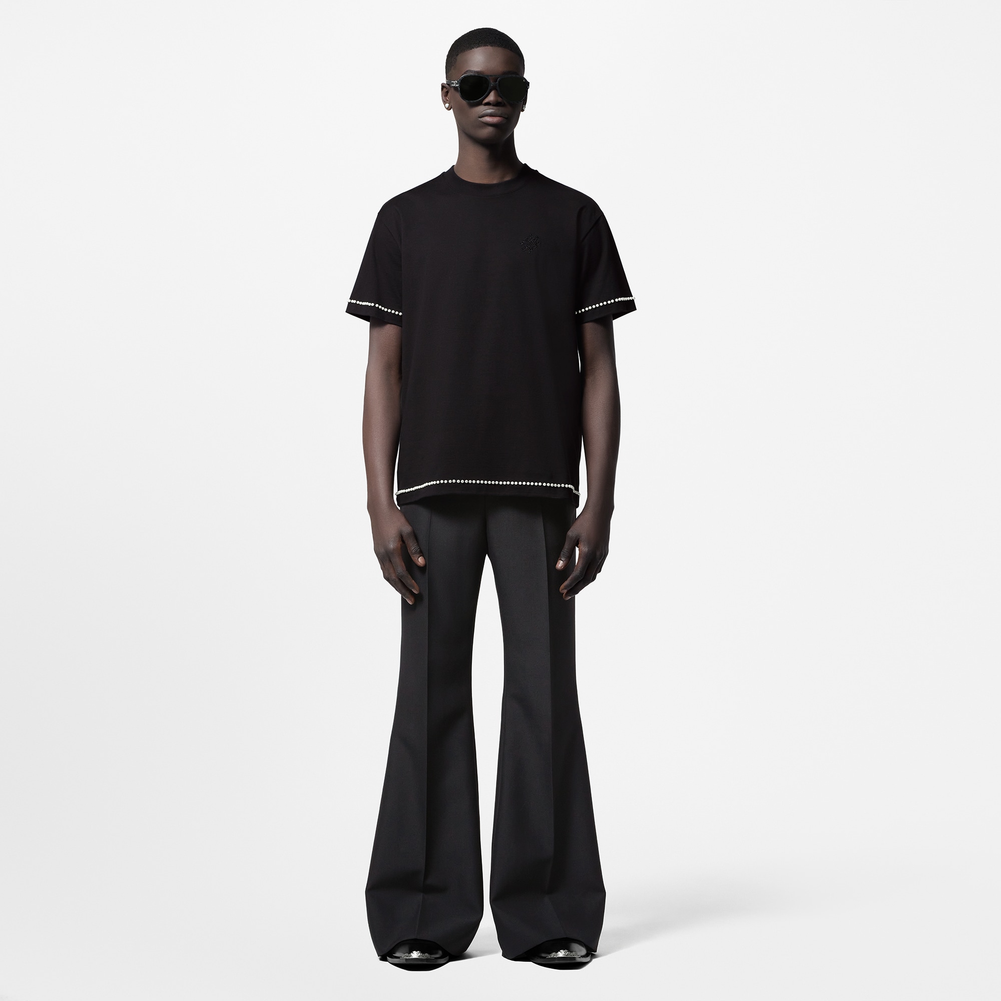 Pearl-Embellished Cotton T-Shirt  in Men