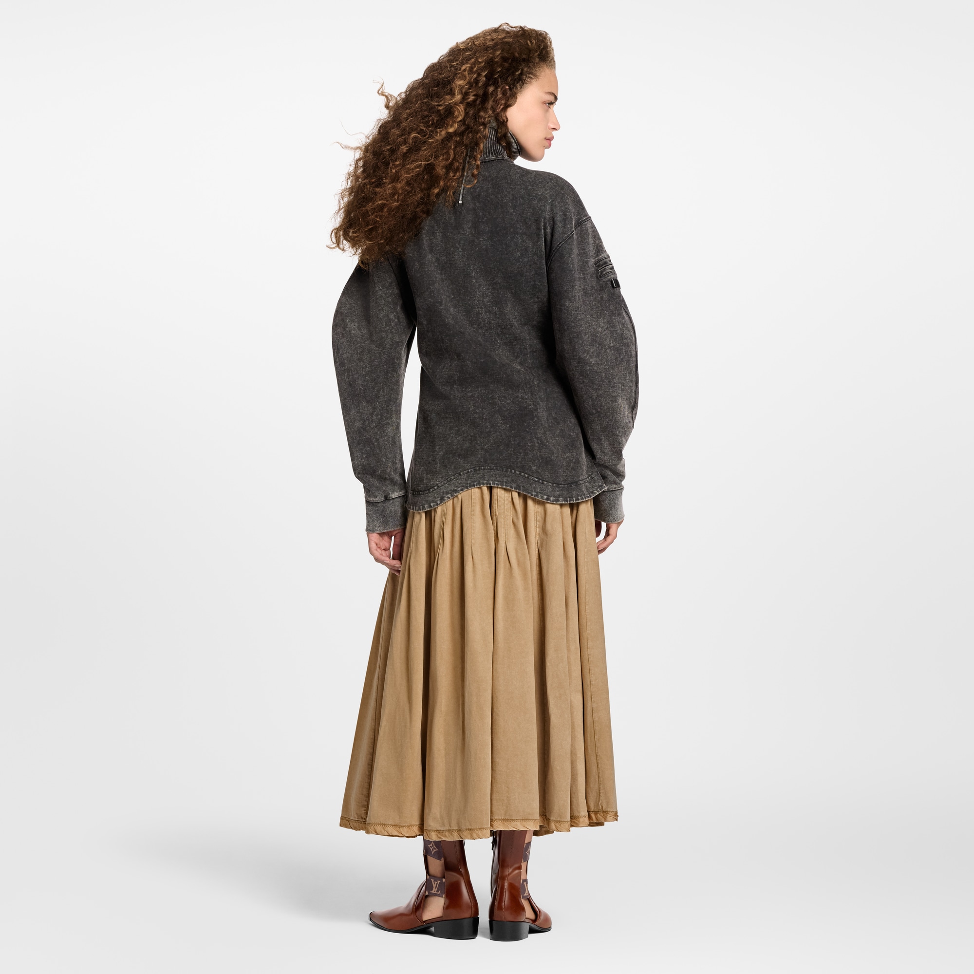 Pleated Jersey Maxi Skirt  in Women