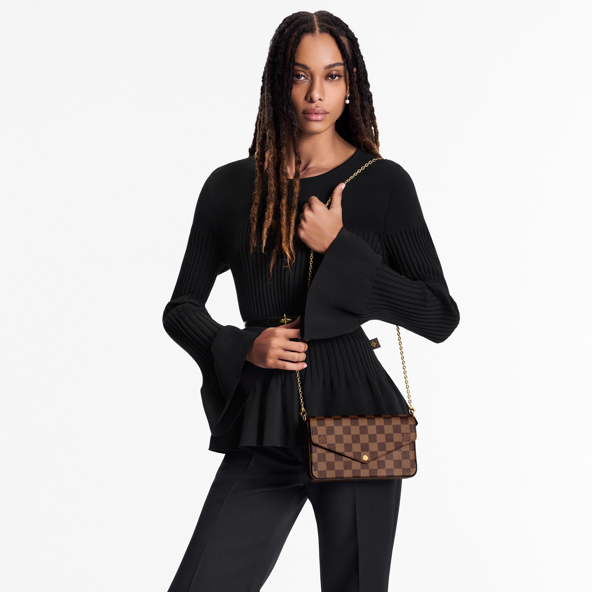 Pochette Félicie Damier Ebene Canvas in Women