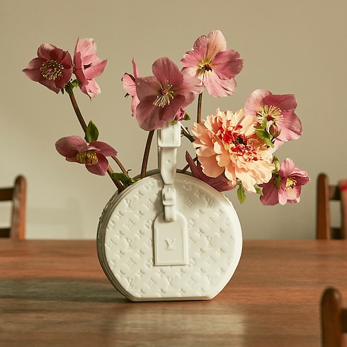 Porcelain Vase Petite Boite Chapeau Monogram Canvas in Trunks, Travel and Home's Highlights Art of Living Campaign collections by Louis Vuitton (Product zoom)