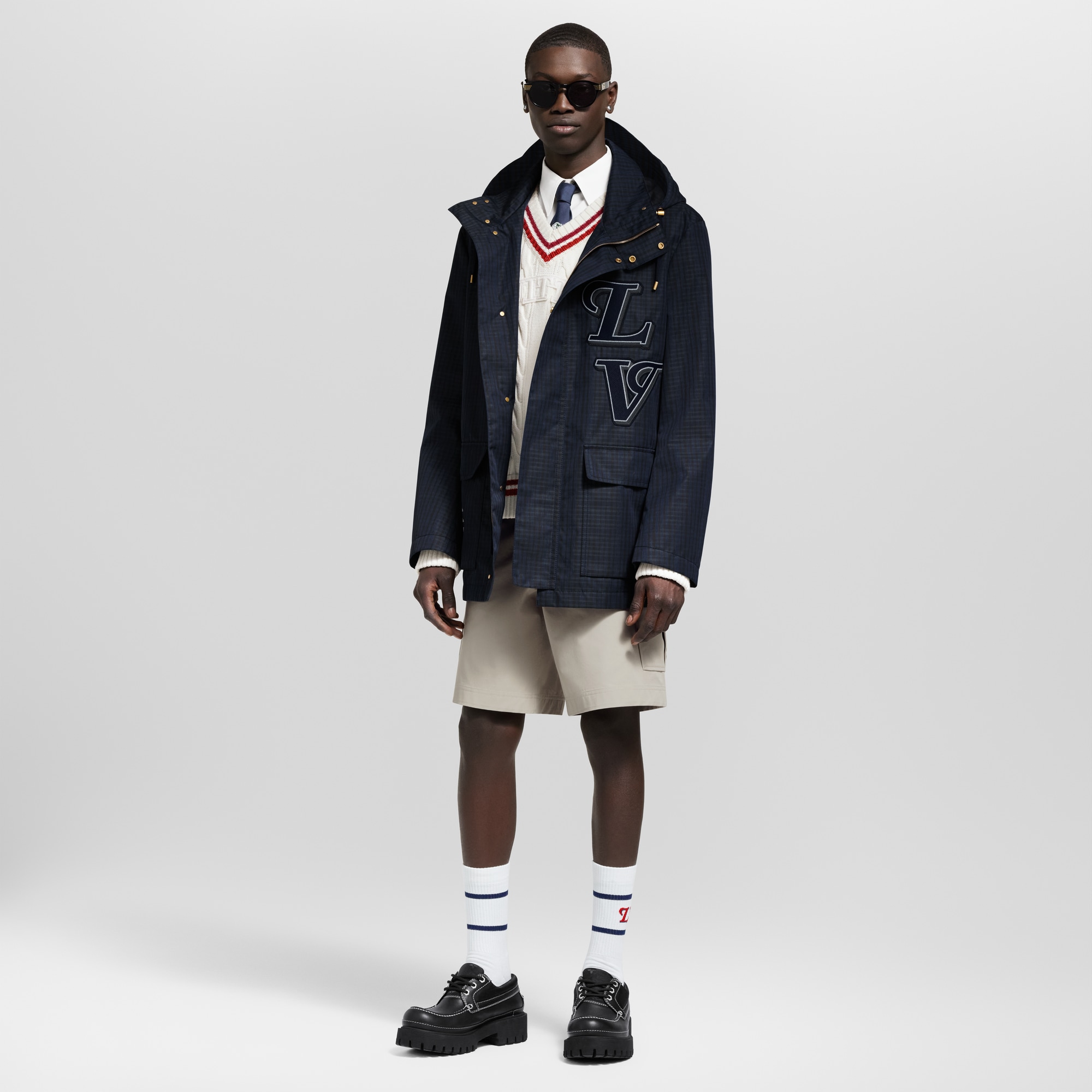 Preppy Hooded Parka  in Men