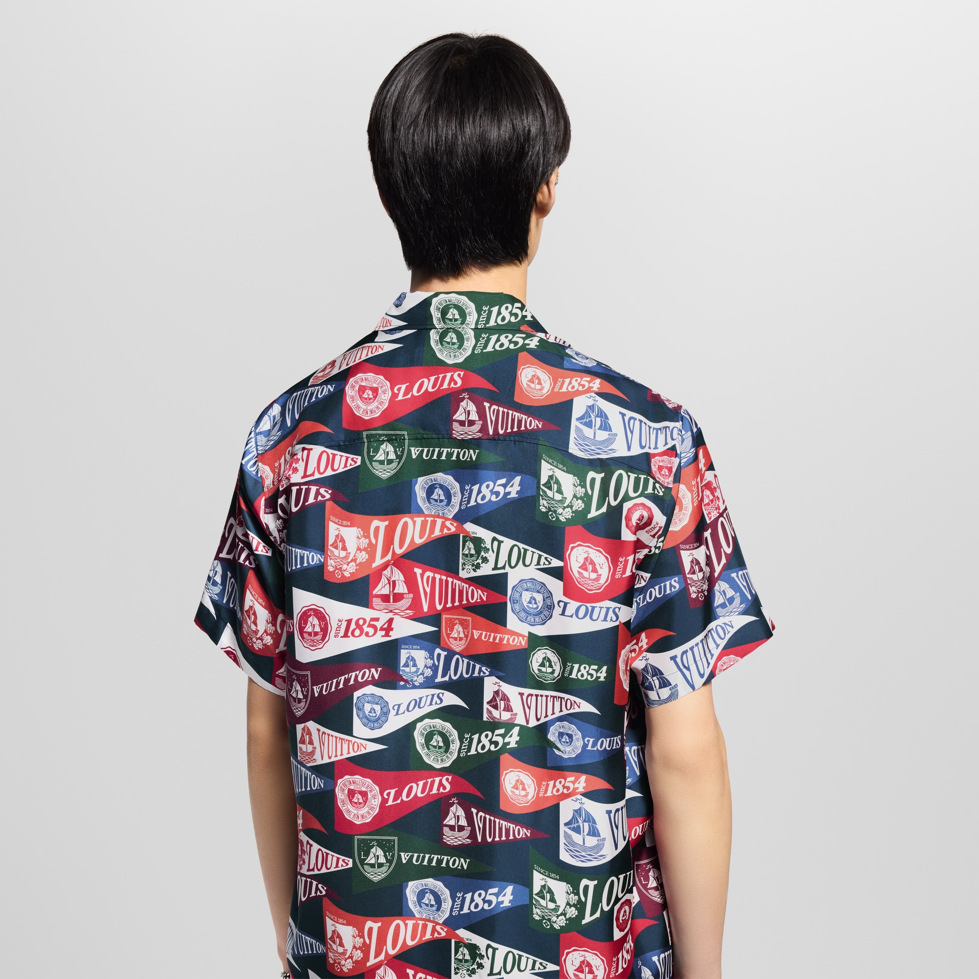 Printed Short-Sleeved Silk-Blend Shirt  in Men