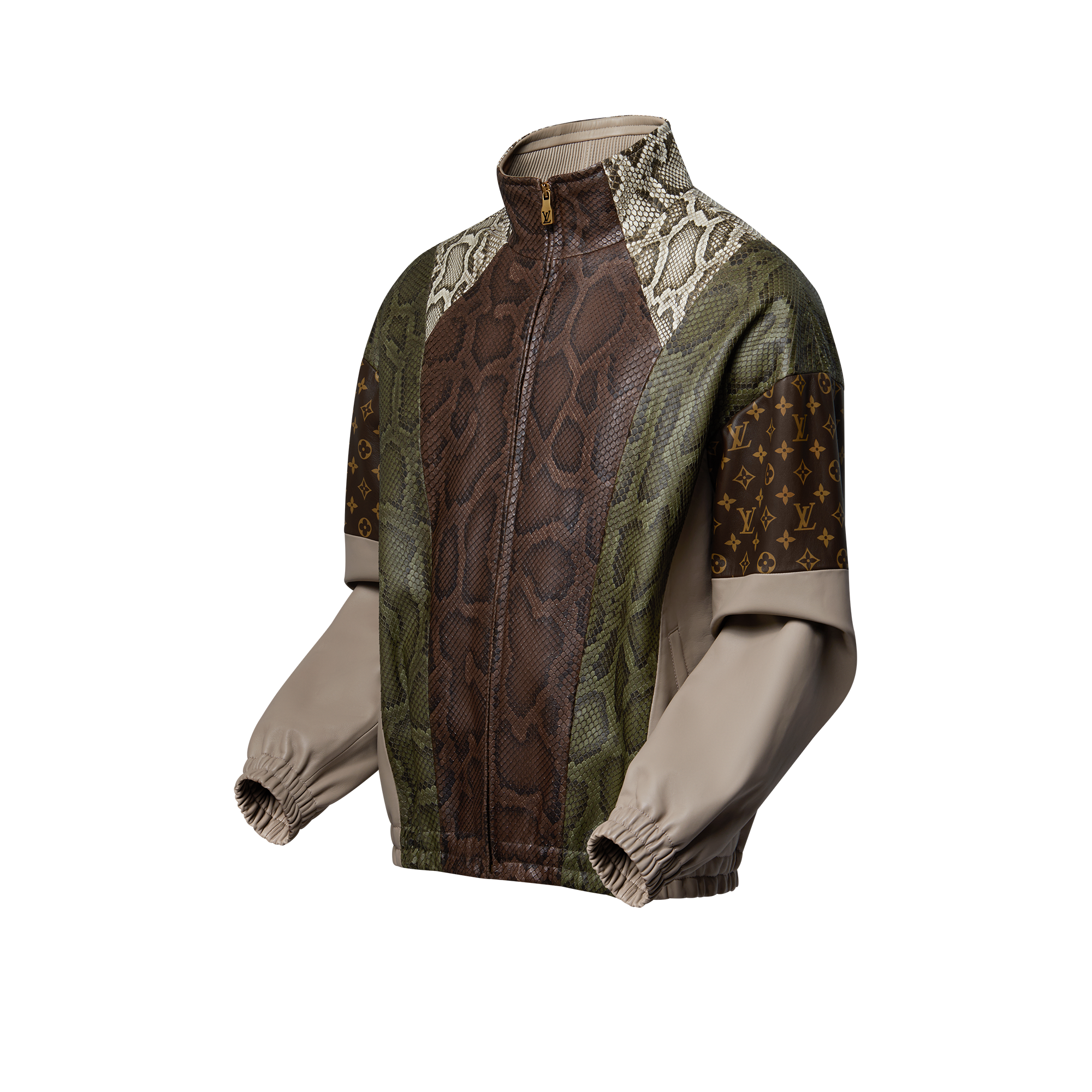 Python Mix Leather Tracksuit Top   in Men