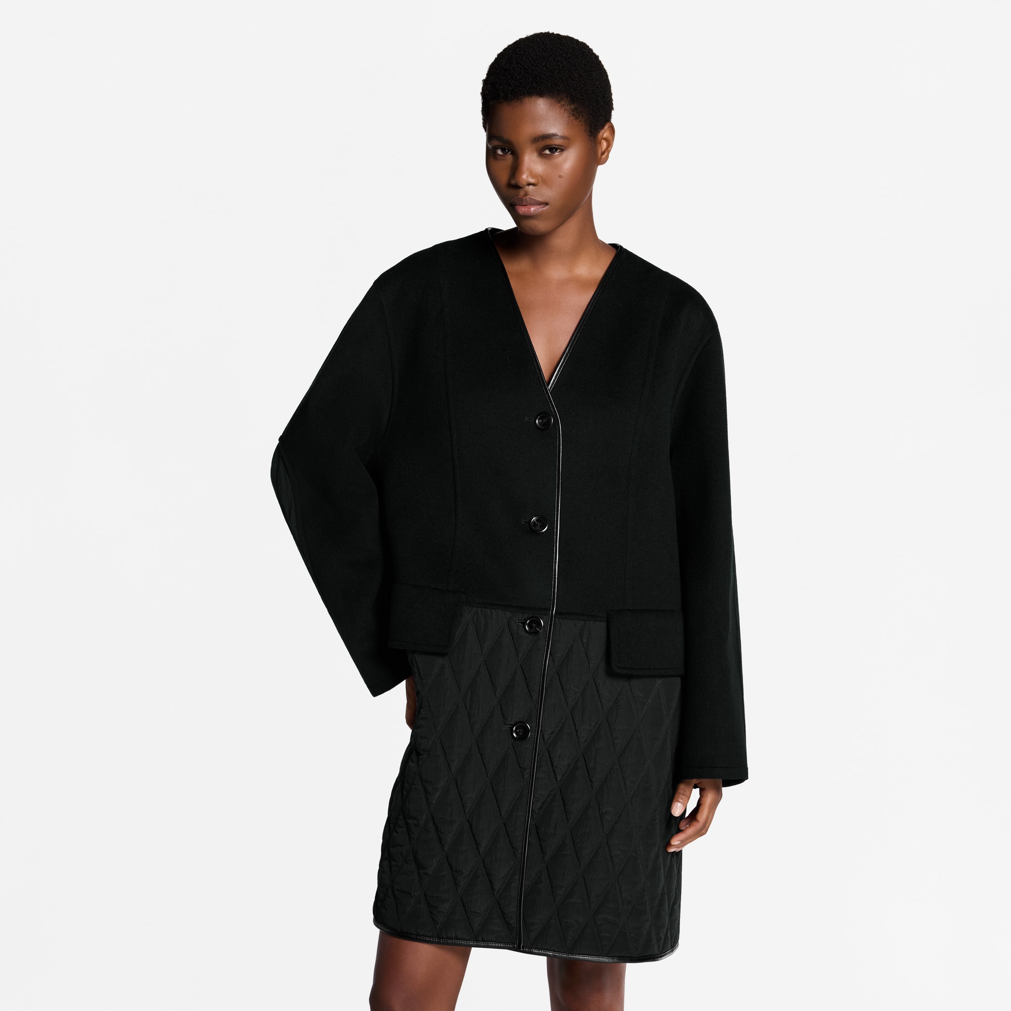Quilt Accent Coat  in Women