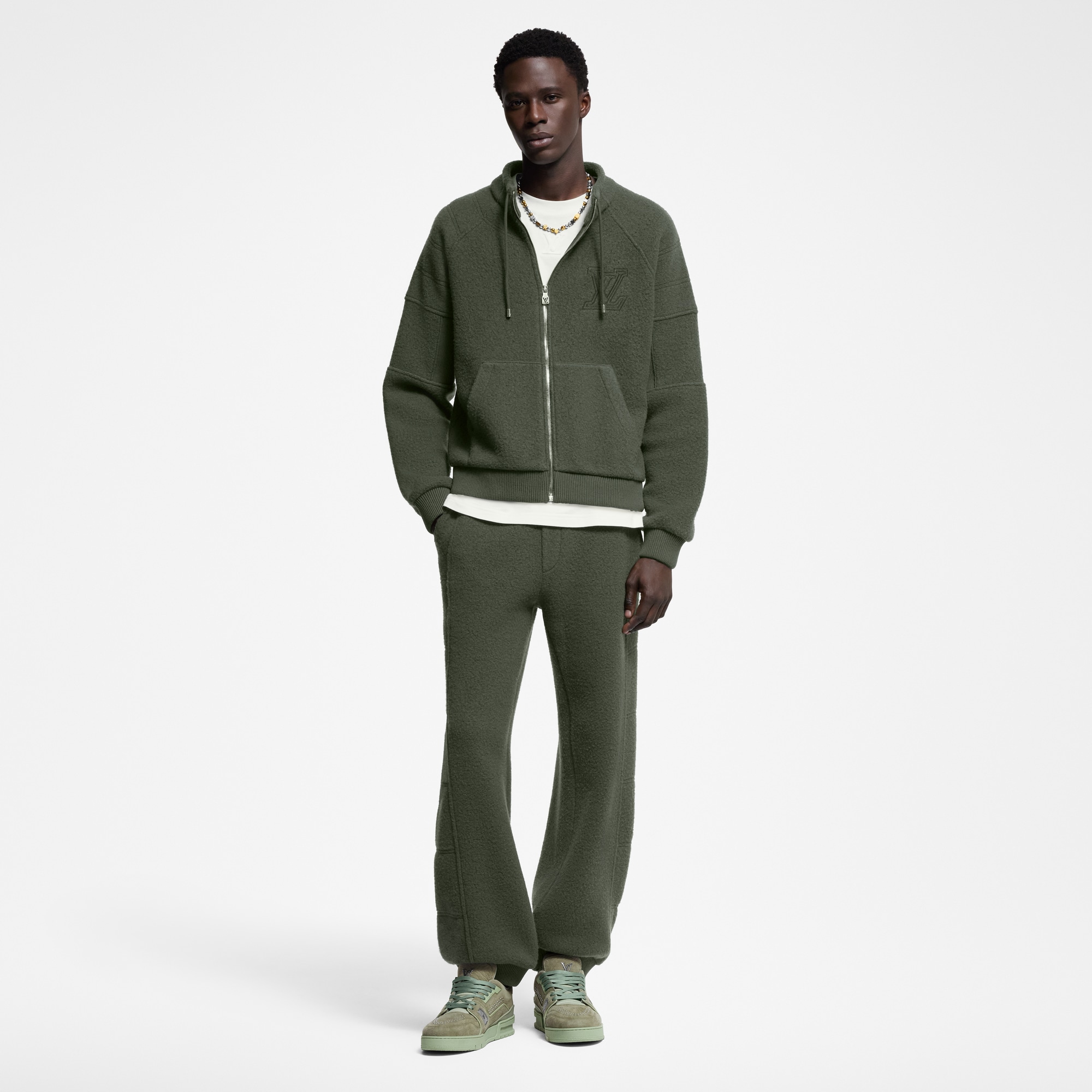 Quilted Textured Wool Pants  in Men