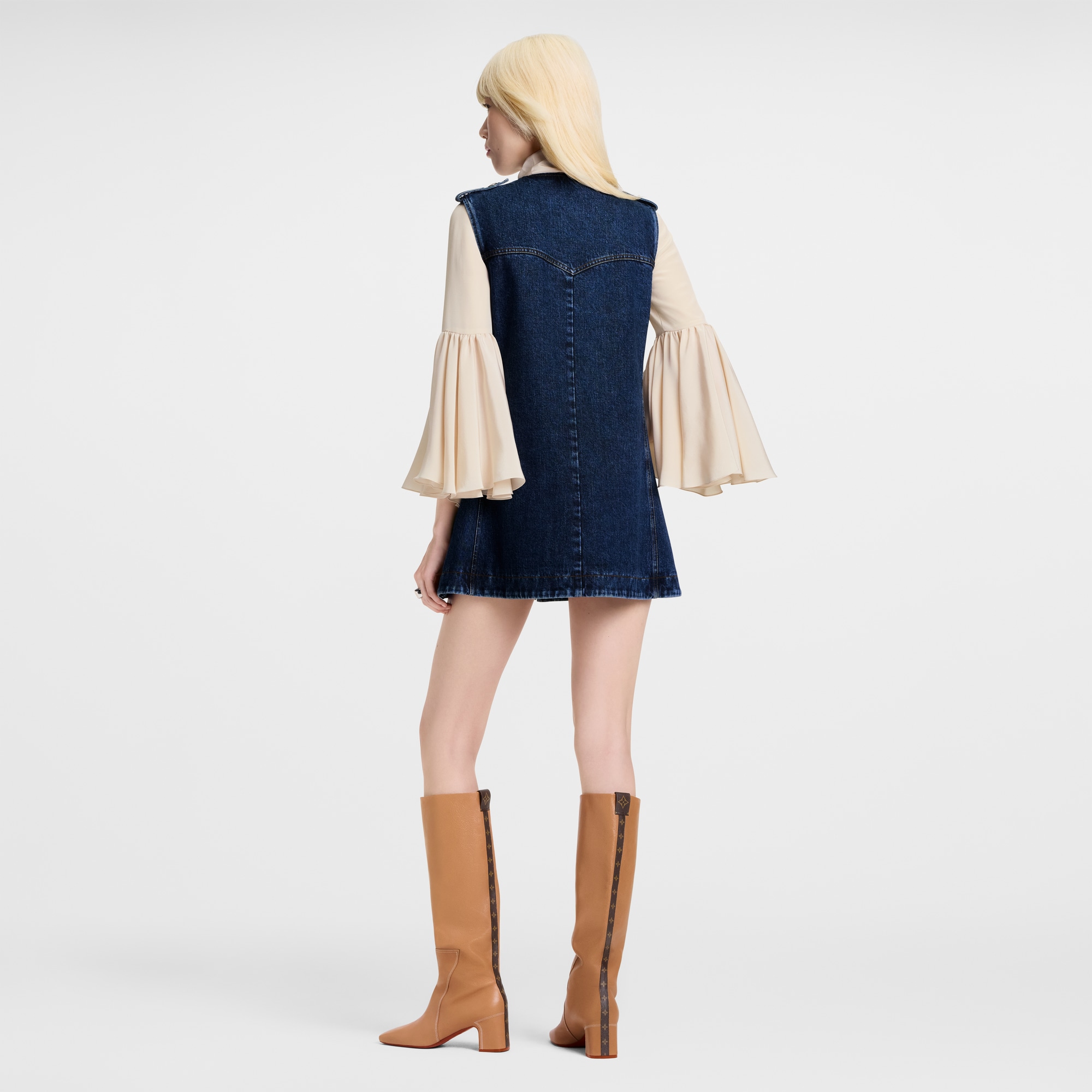 Raw Denim Zip-Up Dress  in Women