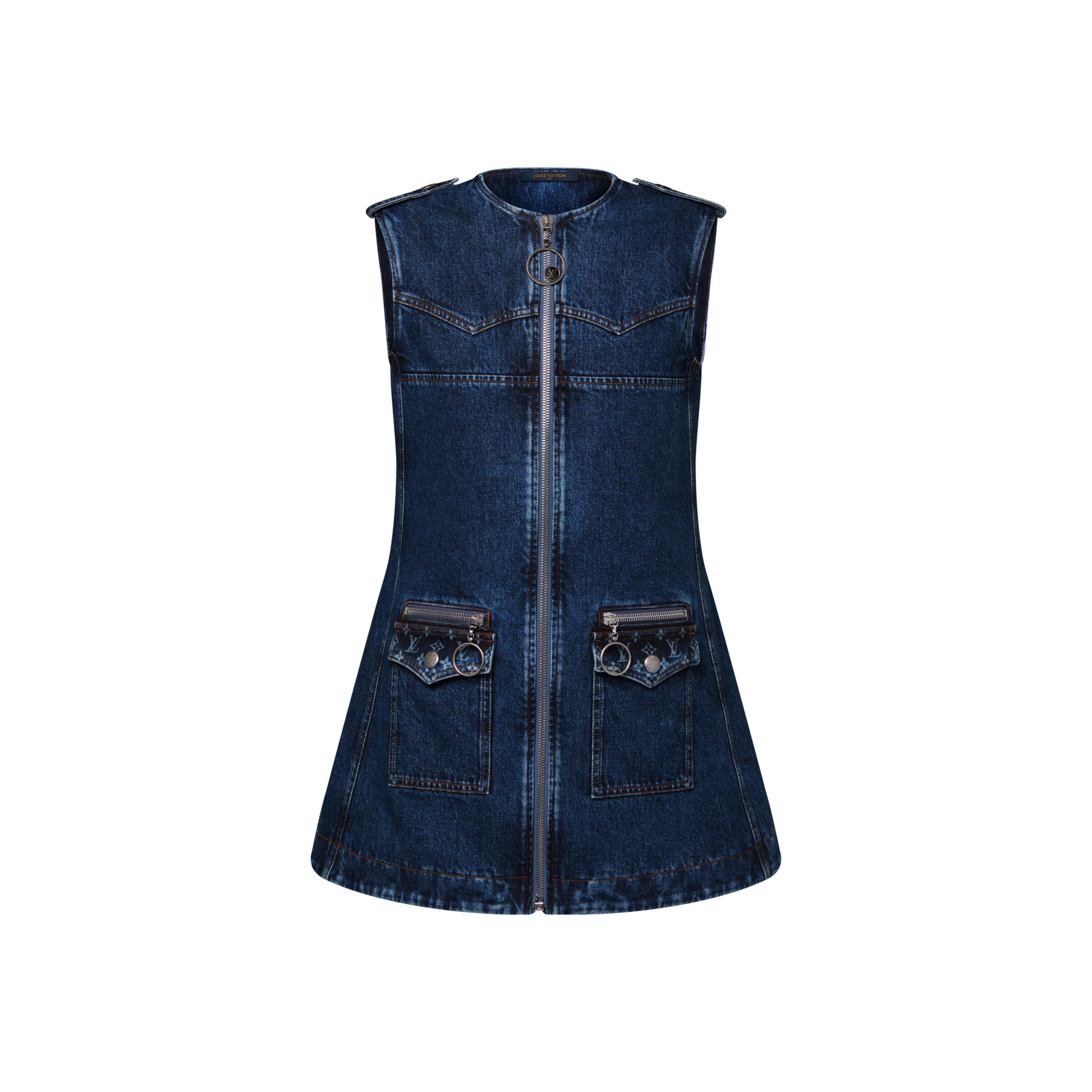 Raw Denim Zip-Up Dress  in Women