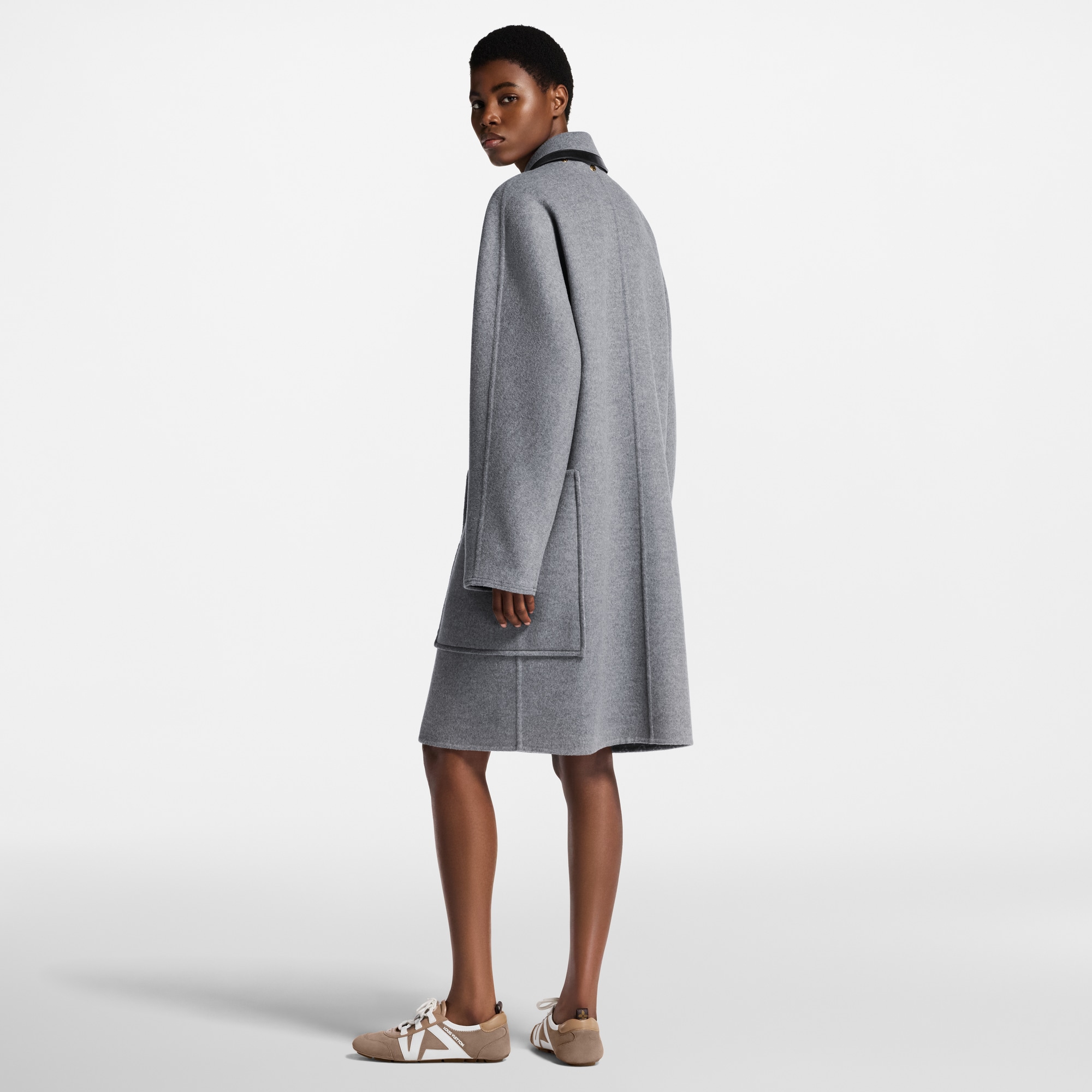 Removable Collar Double Face Coat  in Women