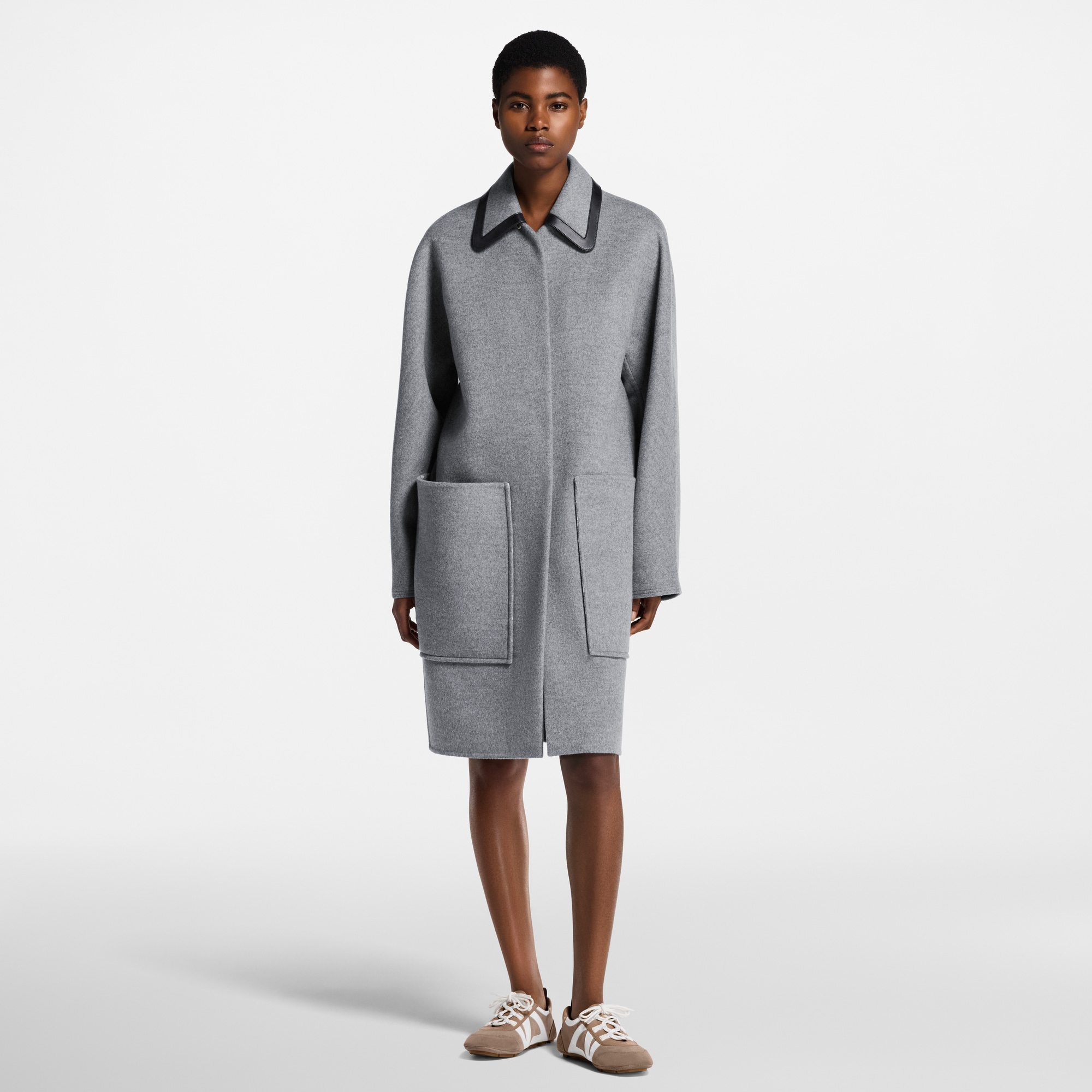 Removable Collar Double Face Coat  in Women