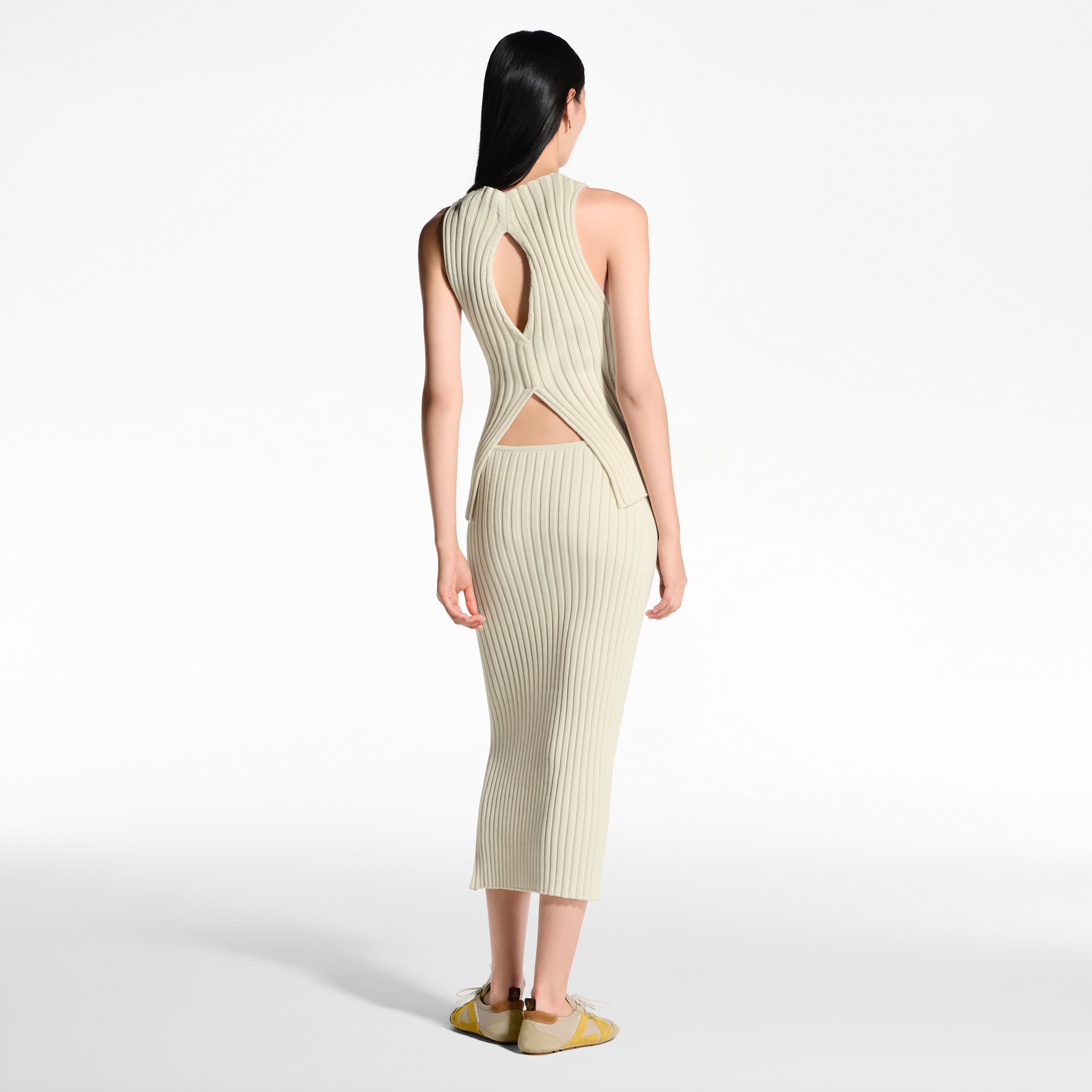 Ribbed Knit Slit Skirt  in Women