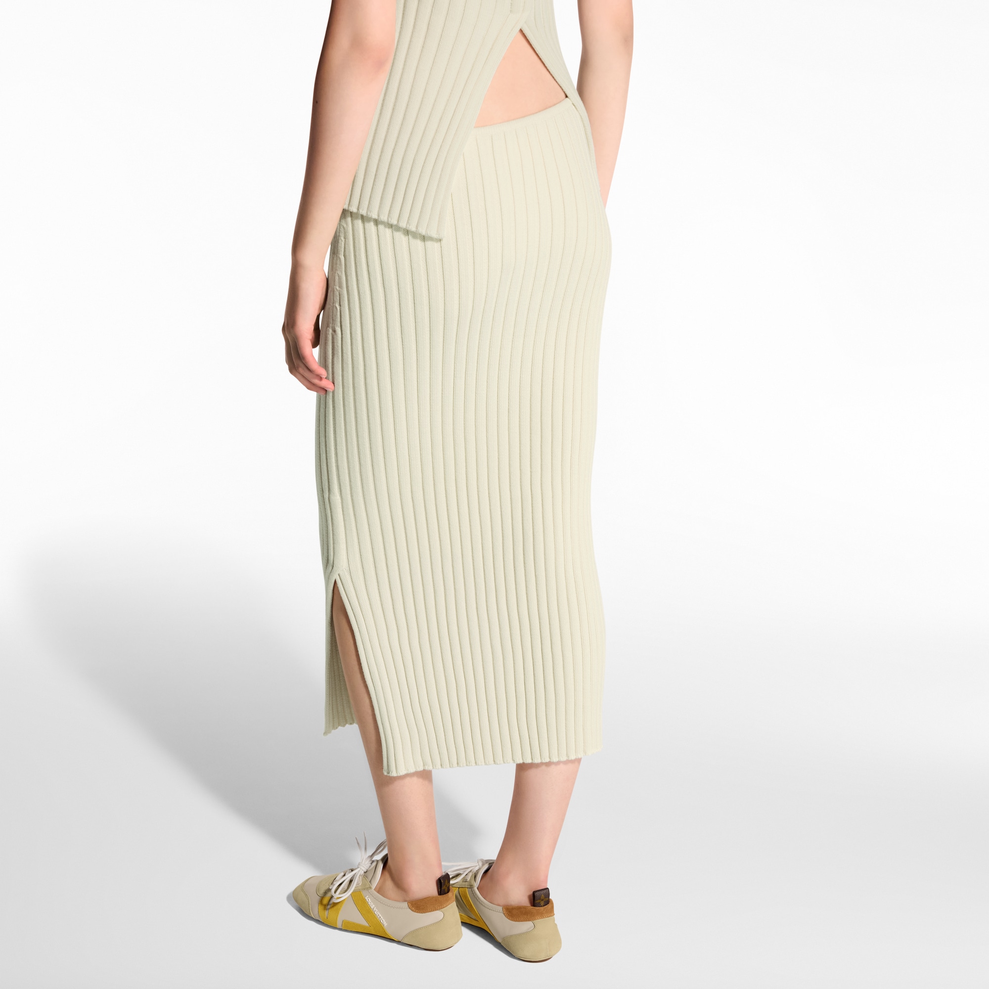 Ribbed Knit Slit Skirt  in Women