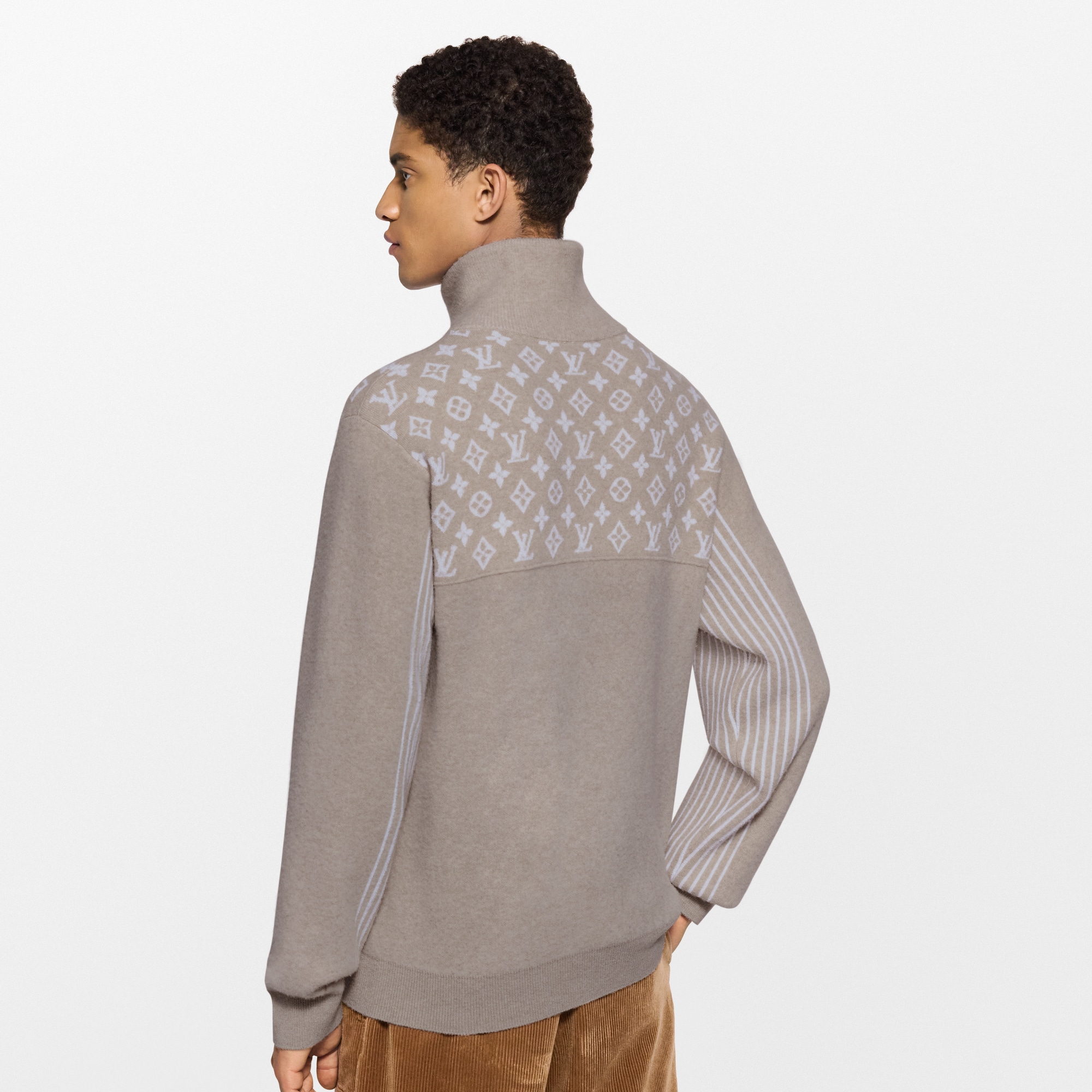 Ribbed Wool Half-Zip Pullover  in New