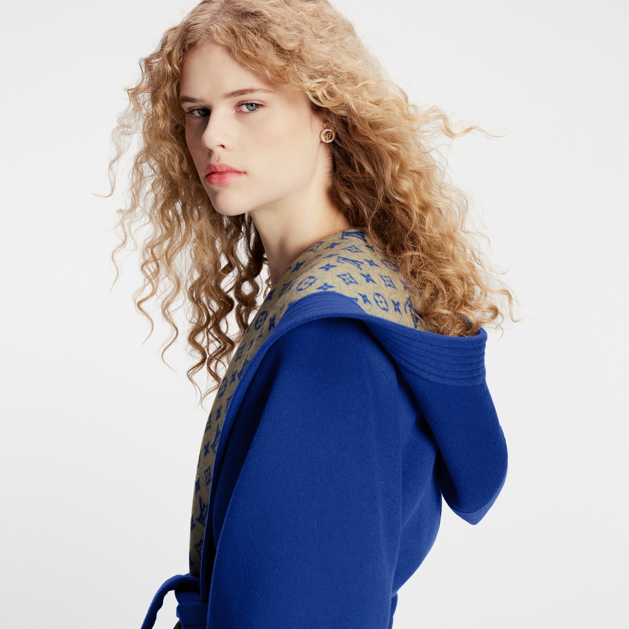Royal Blue Robe Wrap Coat  in Men