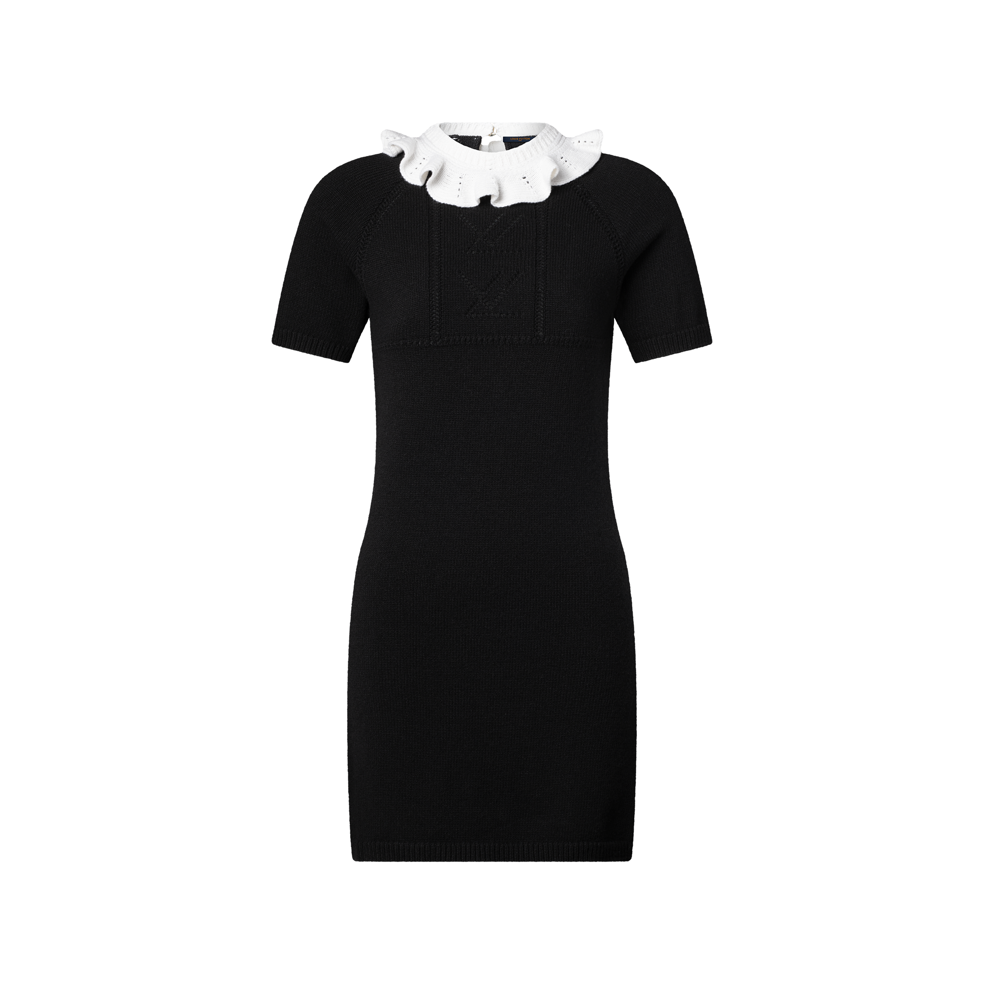 ruffle collar knitted dress GIRL SQUARED RUFFLE COLLAR KNITTED DRESS 36M / GIRL / DarkBlue