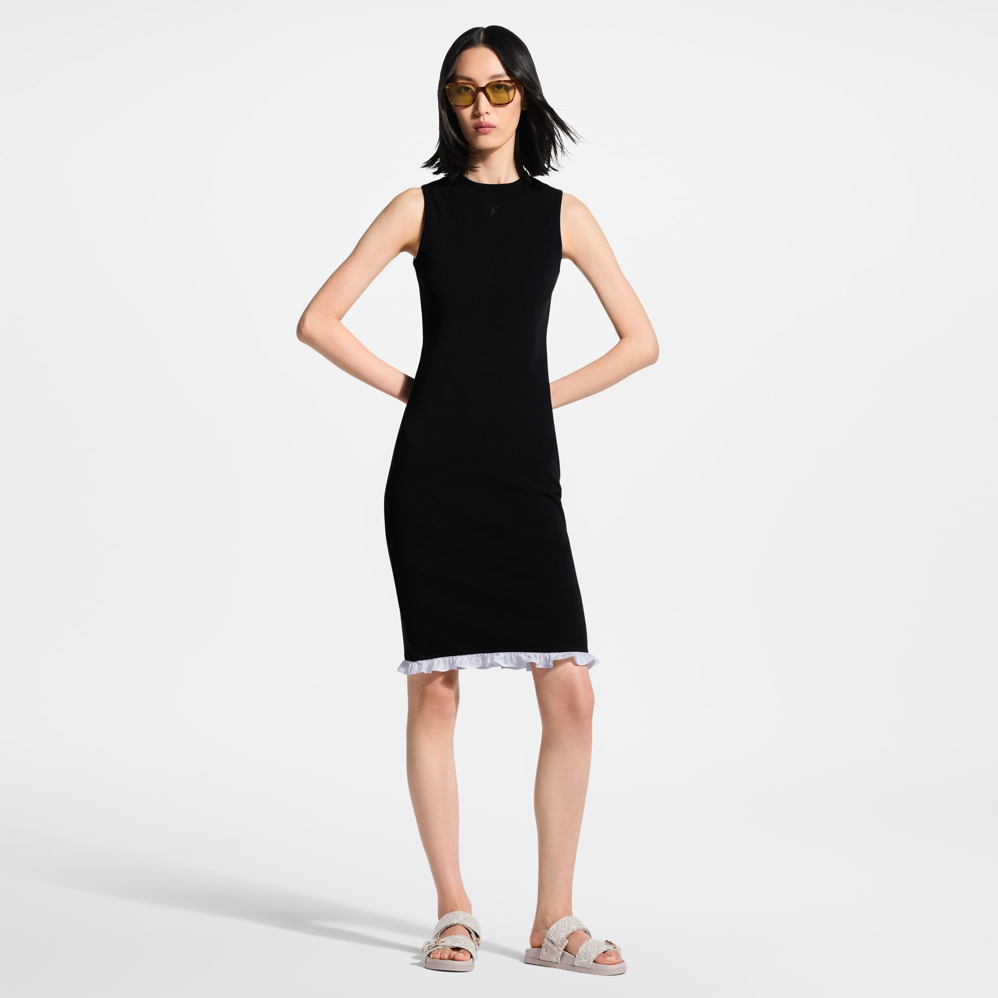 lv black dress LOUIS VUITTON Monogram Silk Shirt Dress Black. Size 34