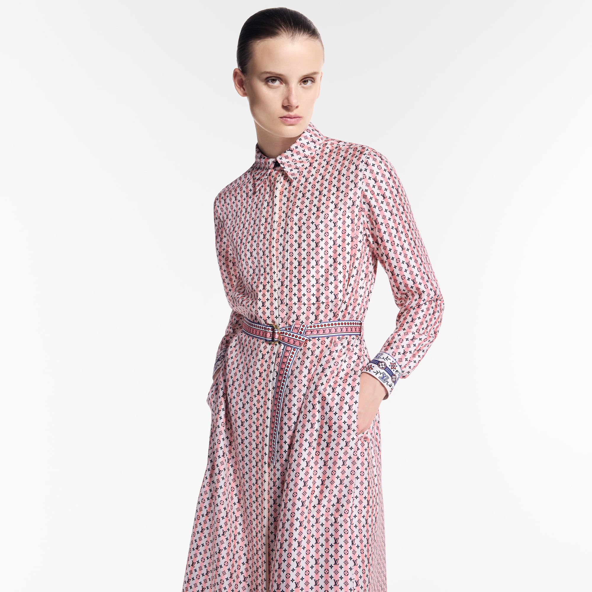 Scarf Print Shirt Dress  in Women