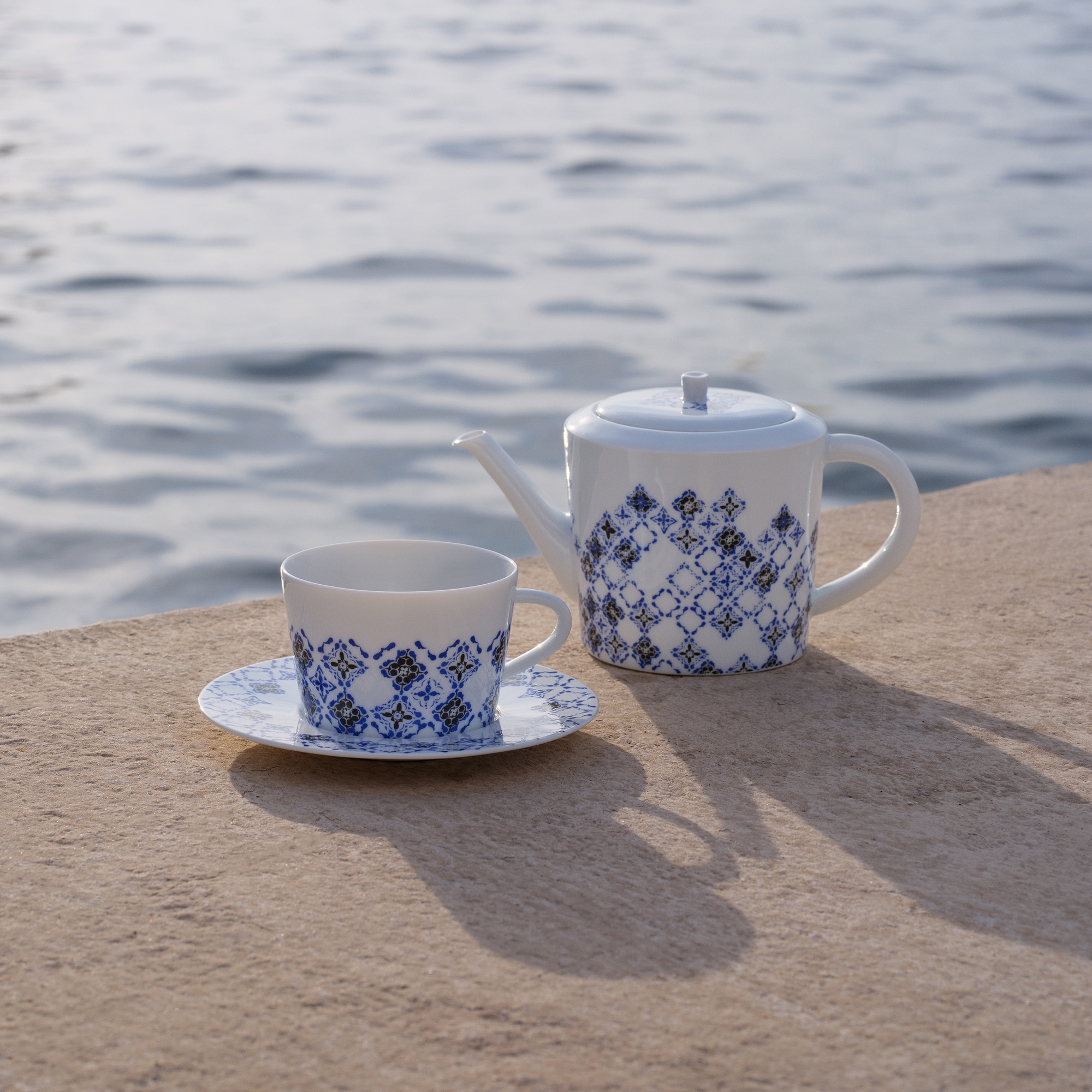 Set Of 2 Teacups and Saucers LV By The Pool  in Trunks, Travel and Home