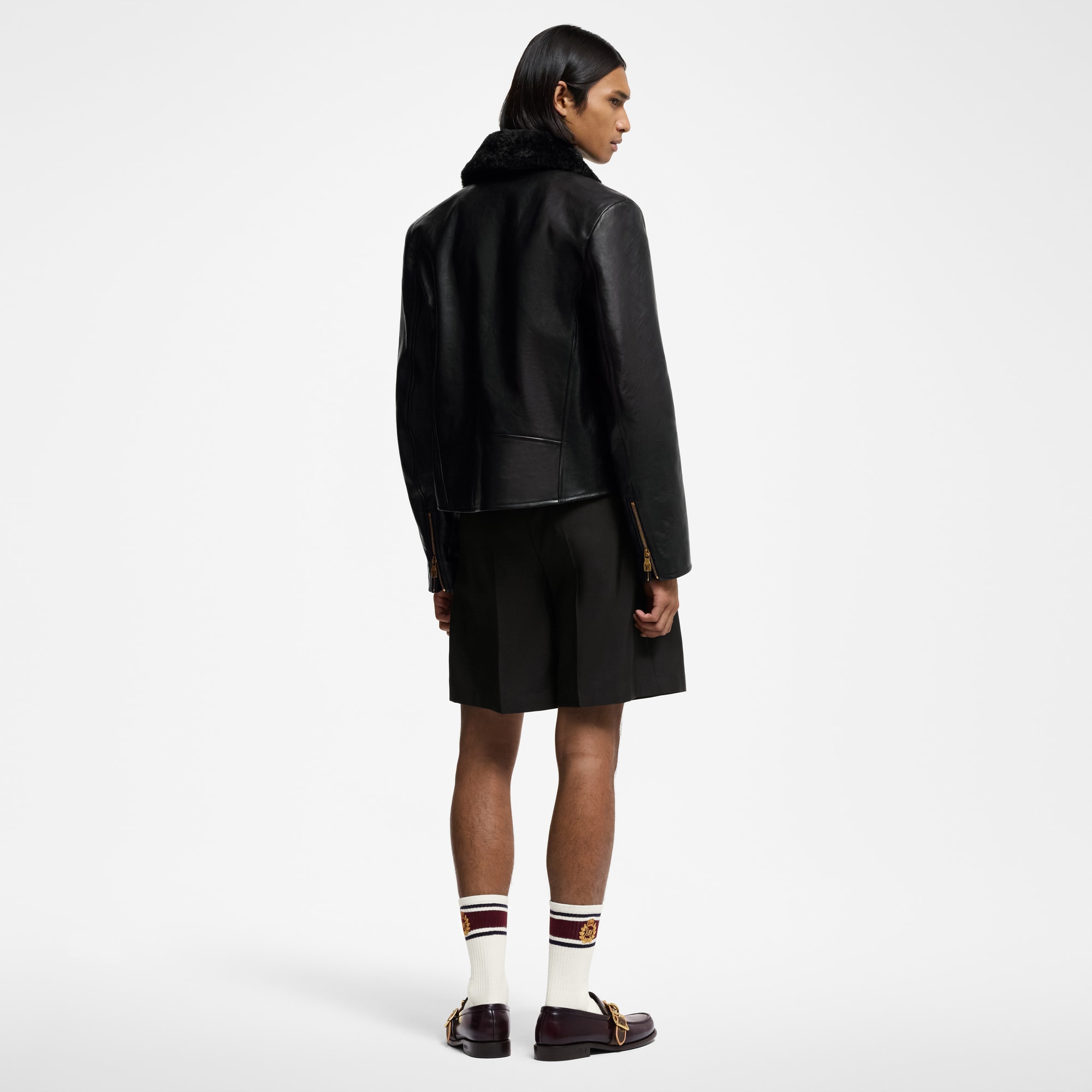 Shearling Evening Leather Biker Jacket  in Men