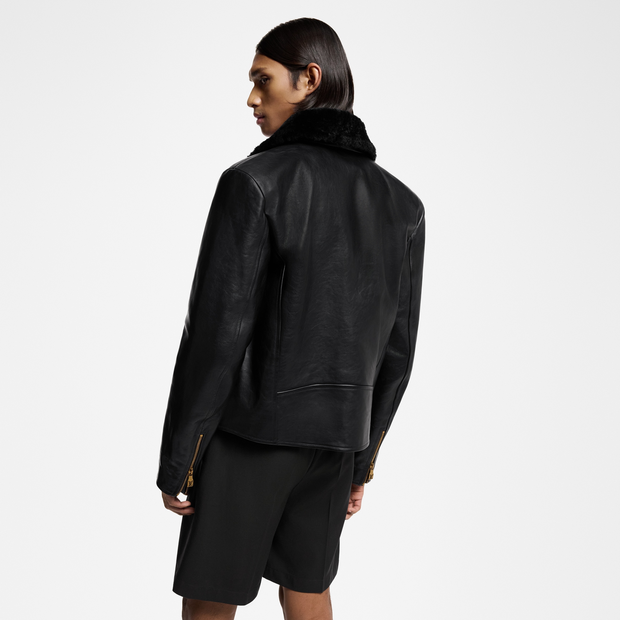 Shearling Evening Leather Biker Jacket  in Men