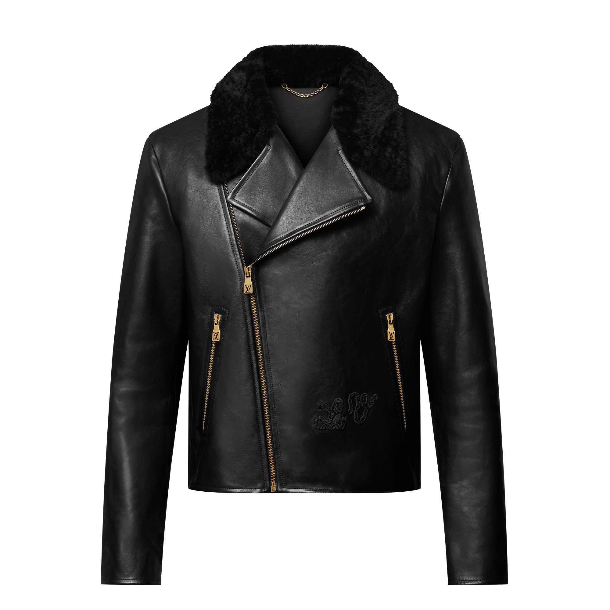 Shearling Evening Leather Biker Jacket  in Men