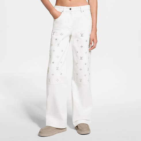 Signature Sequin Wide-Leg Jeans back view