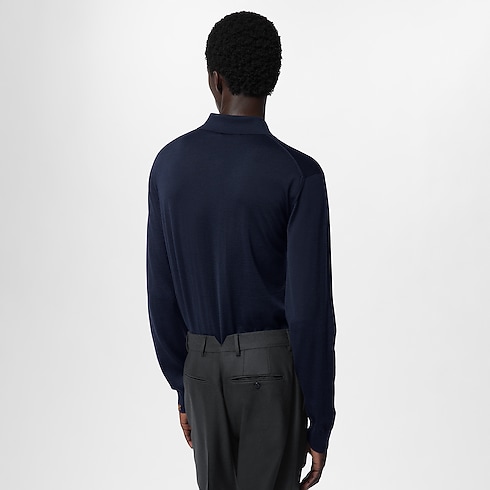 Silk And Cashmere Blend Long-Sleeved Polo Shirt in Men's Ready-to-Wear Knitwear and Sweatshirts collections by Louis Vuitton (Product zoom)