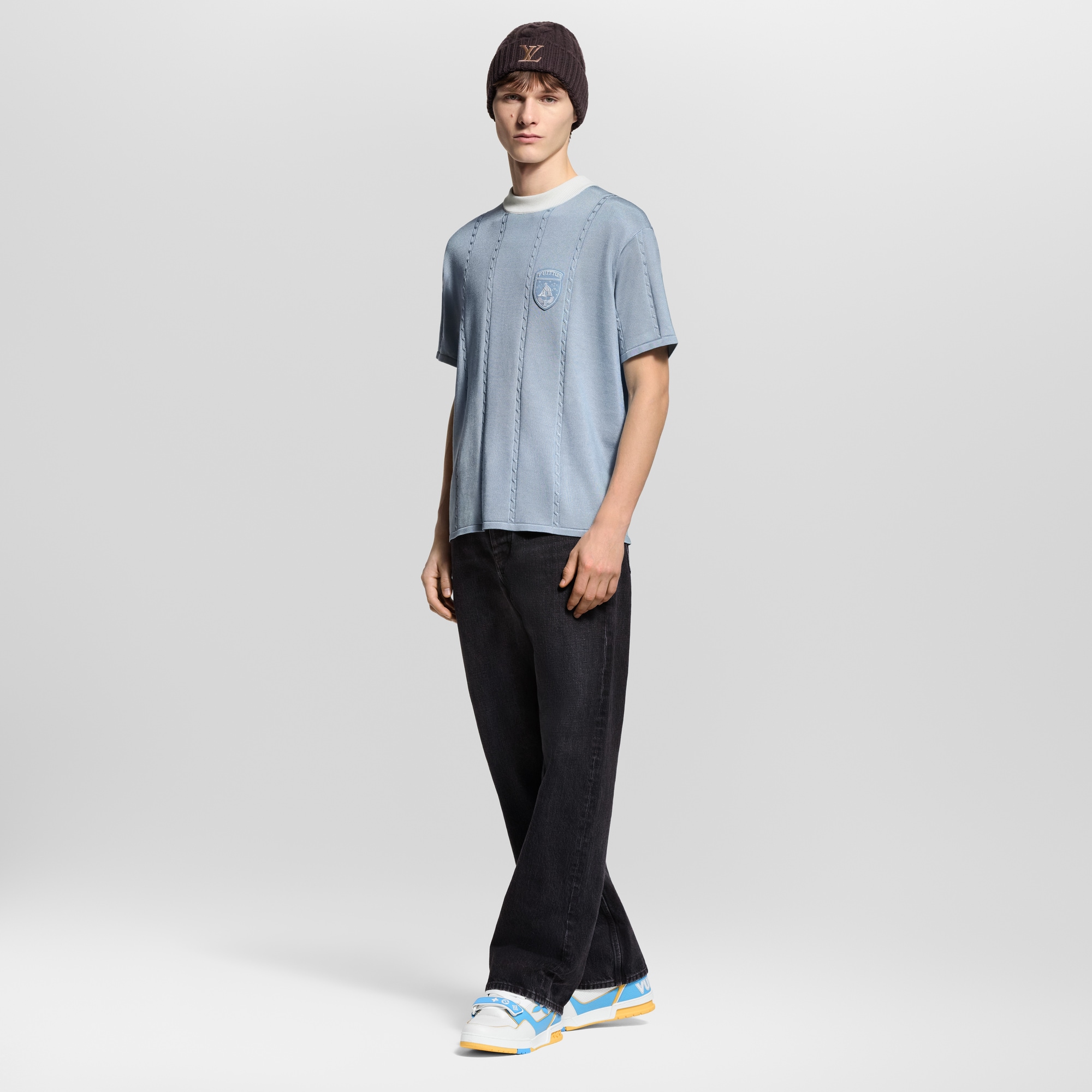 Silk-Cotton Short-Sleeved Crewneck  in Men