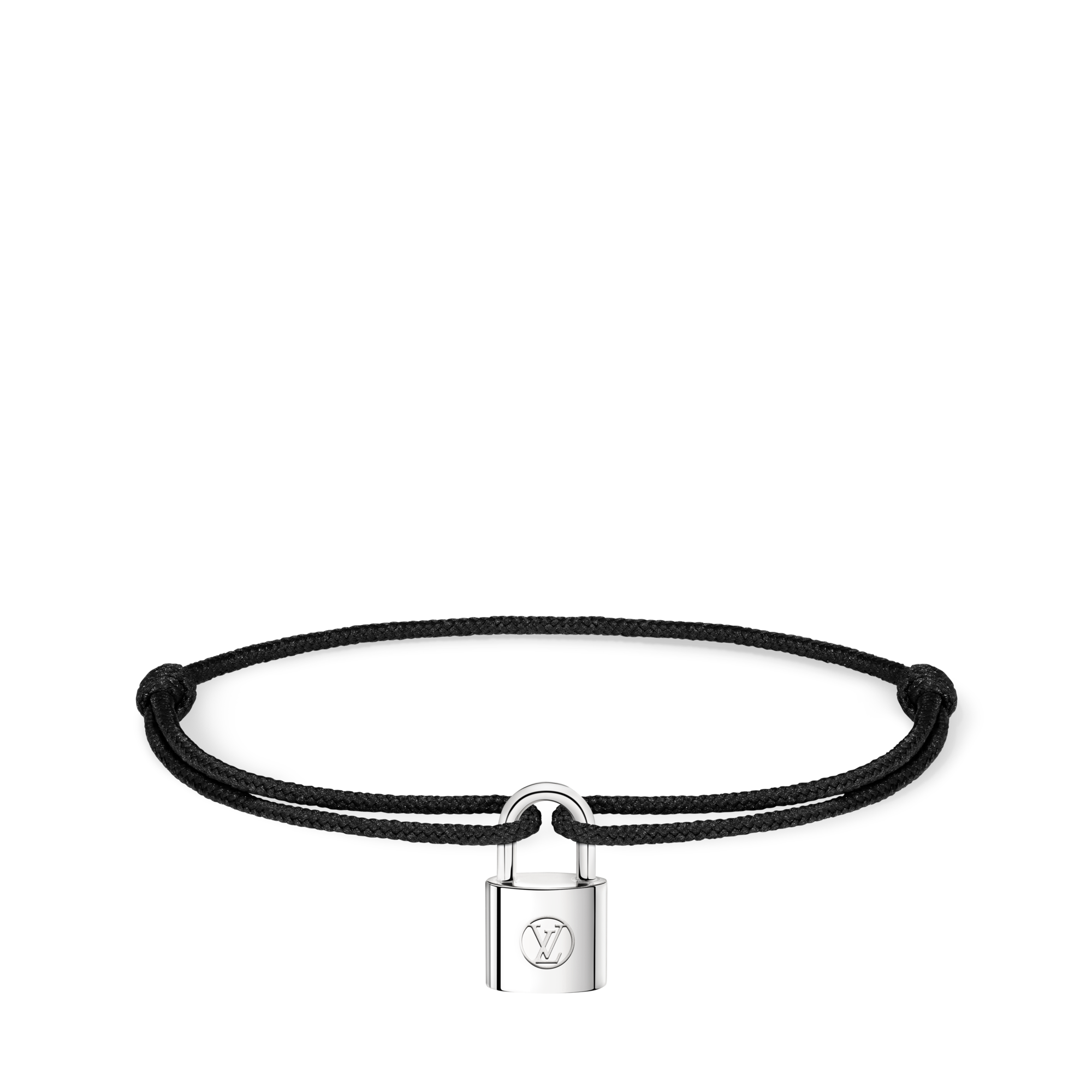 Silver Lockit Bracelet, Sterling Silver and Black Polyester Cord 