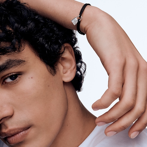 Silver Lockit Bracelet, Sterling Silver Black Laquered and Black Polyester Cord in Jewellery's Categories Bracelets collections by Louis Vuitton (Product zoom)