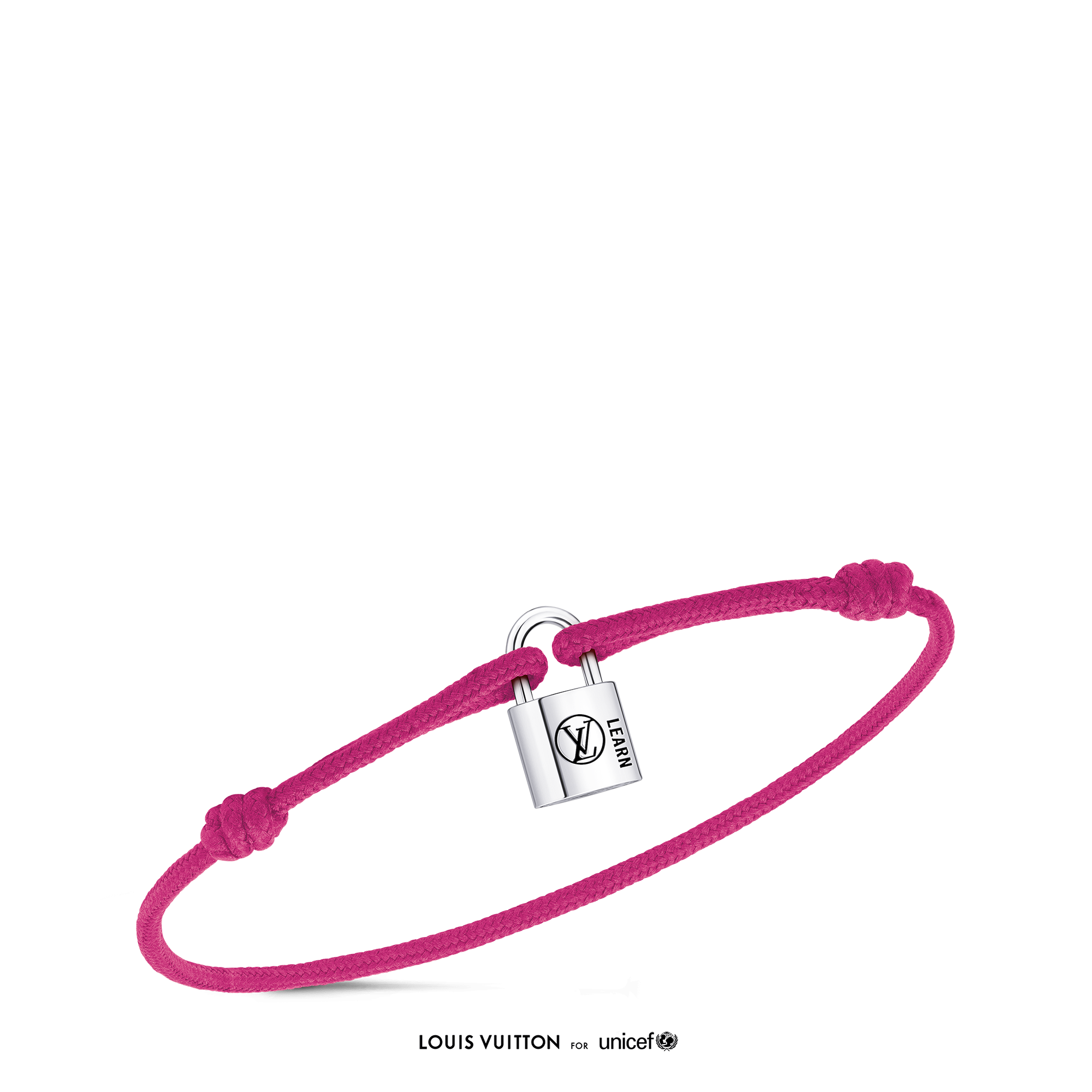 Silver Lockit Bracelet, Sterling Silver Black Laquered and Pink Polyester Cord  in Jewellery