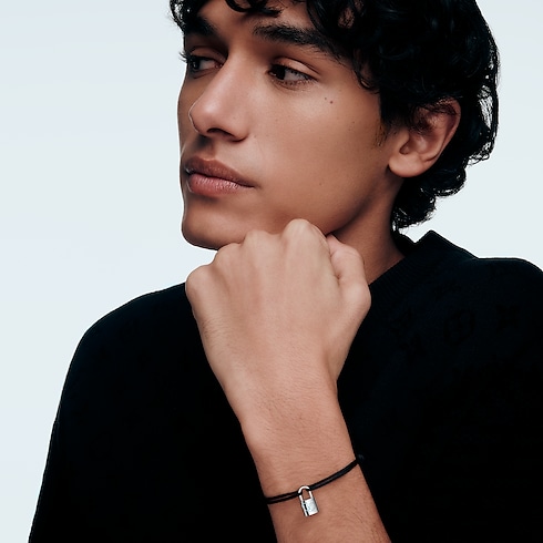 Silver Lockit x Felix Bracelet, Sterling Silver, Blue Lacquer and Polyester Cord in Jewellery's Categories Bracelets collections by Louis Vuitton (Product zoom)